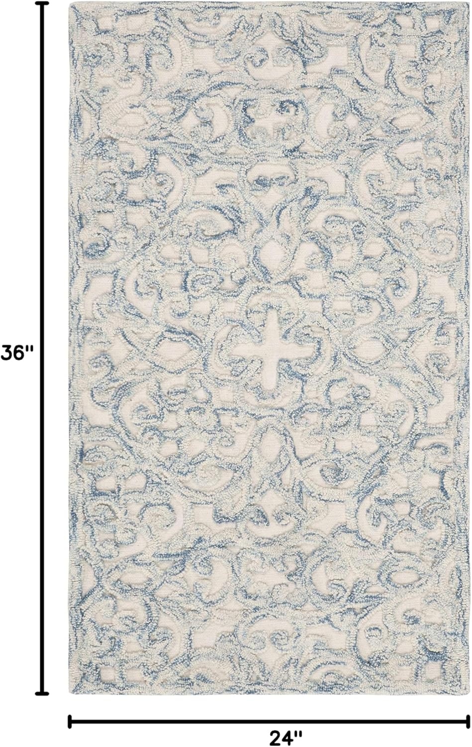 image:imageSAFAVIEH Trace Collection 8 Round BrownIvory TRC103T Handmade Premium Wool Entryway Foyer Living Room Bedroom Kitchen Area RugBlueIvory