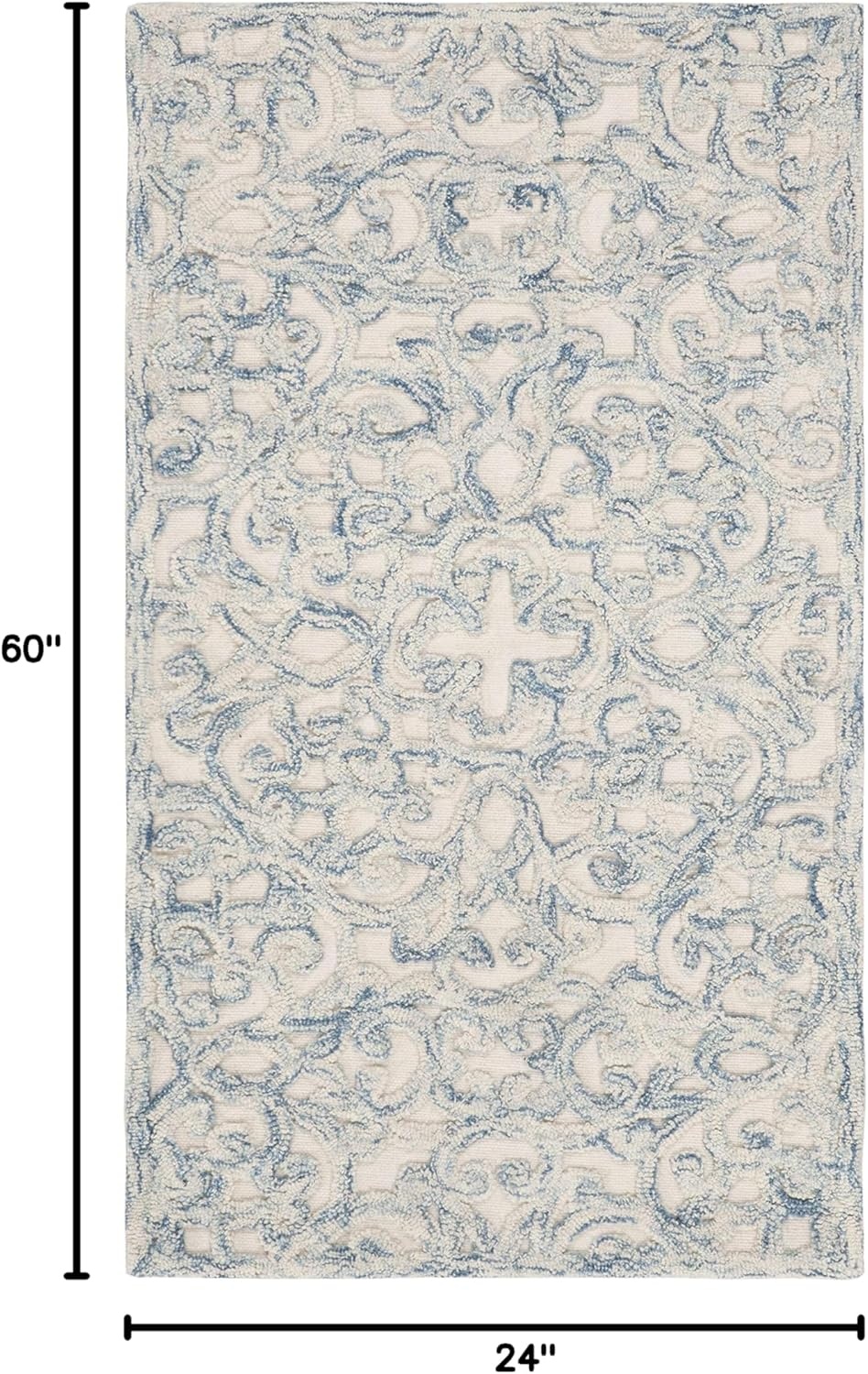 image:imageSAFAVIEH Trace Collection 8 Round BrownIvory TRC103T Handmade Premium Wool Entryway Foyer Living Room Bedroom Kitchen Area RugBlueIvory