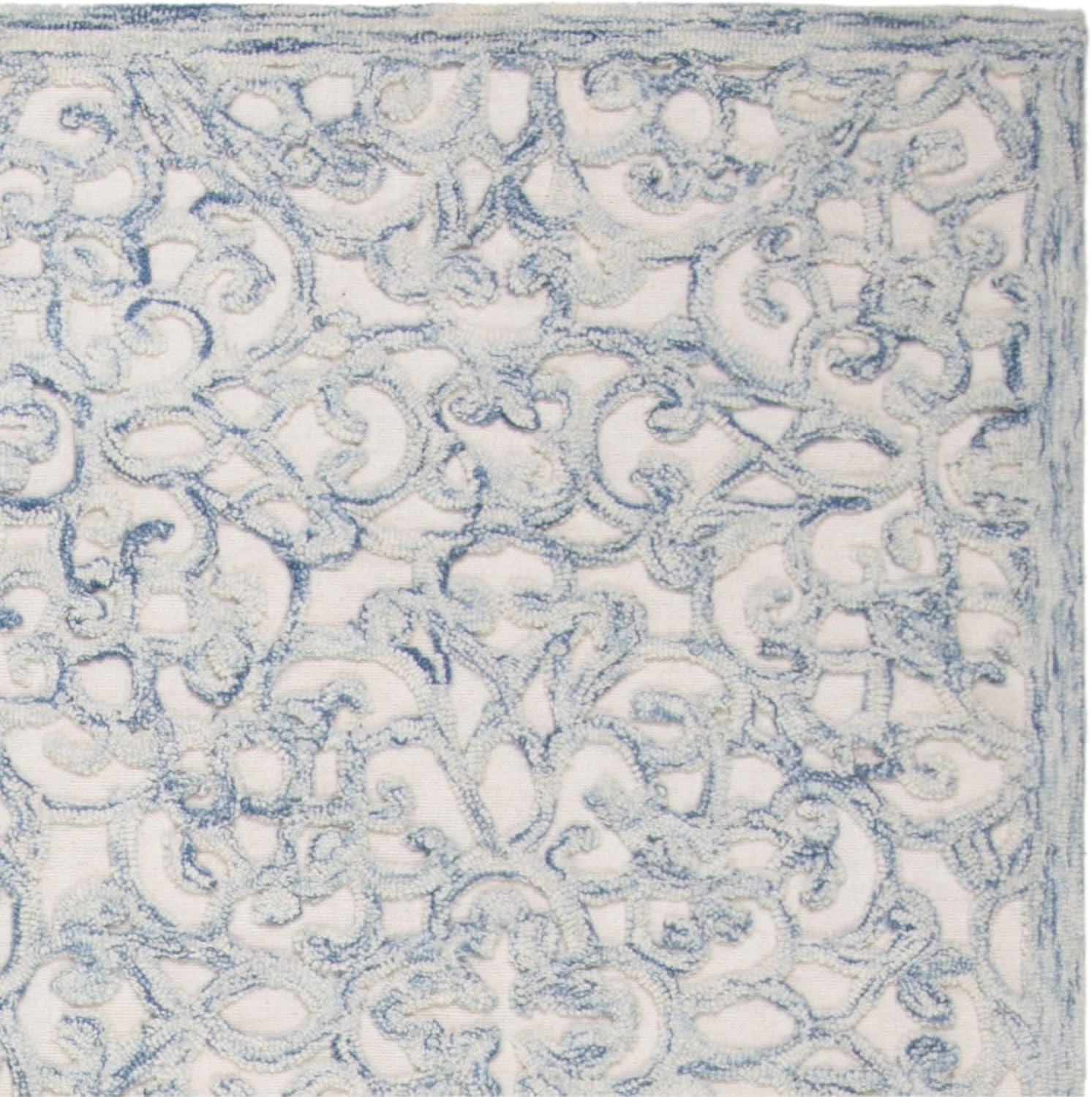 image:imageSAFAVIEH Trace Collection 8 Round BrownIvory TRC103T Handmade Premium Wool Entryway Foyer Living Room Bedroom Kitchen Area RugBlueIvory