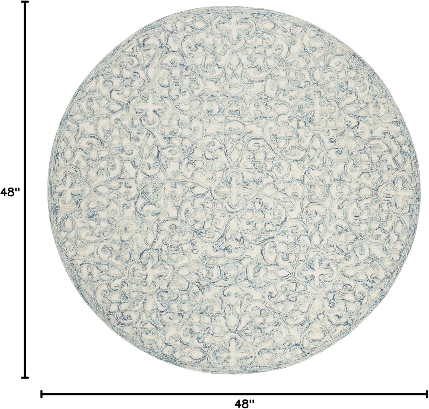 image:imageSAFAVIEH Trace Collection 8 Round BrownIvory TRC103T Handmade Premium Wool Entryway Foyer Living Room Bedroom Kitchen Area RugBlueIvory