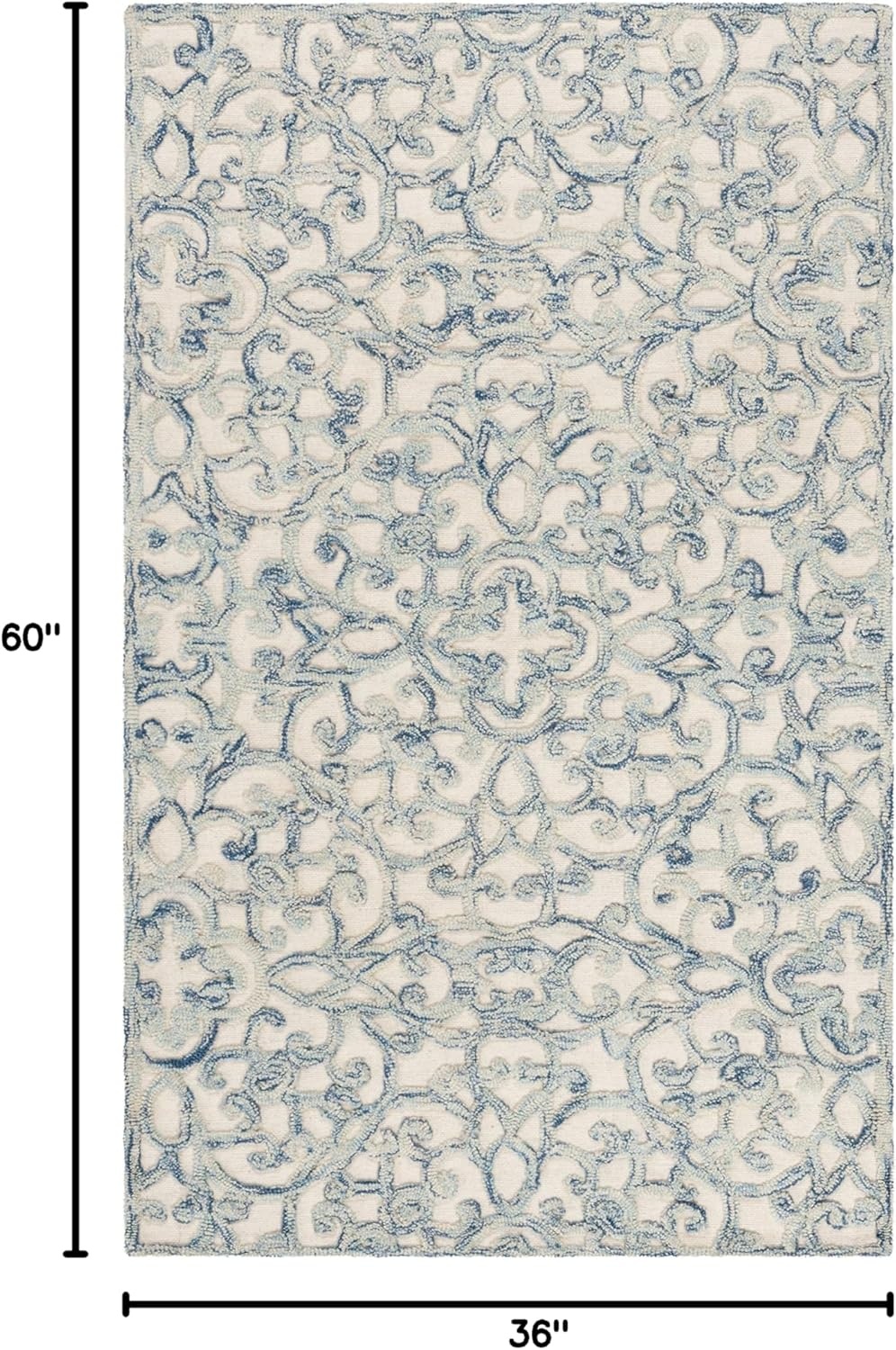 image:imageSAFAVIEH Trace Collection 8 Round BrownIvory TRC103T Handmade Premium Wool Entryway Foyer Living Room Bedroom Kitchen Area RugBlueIvory