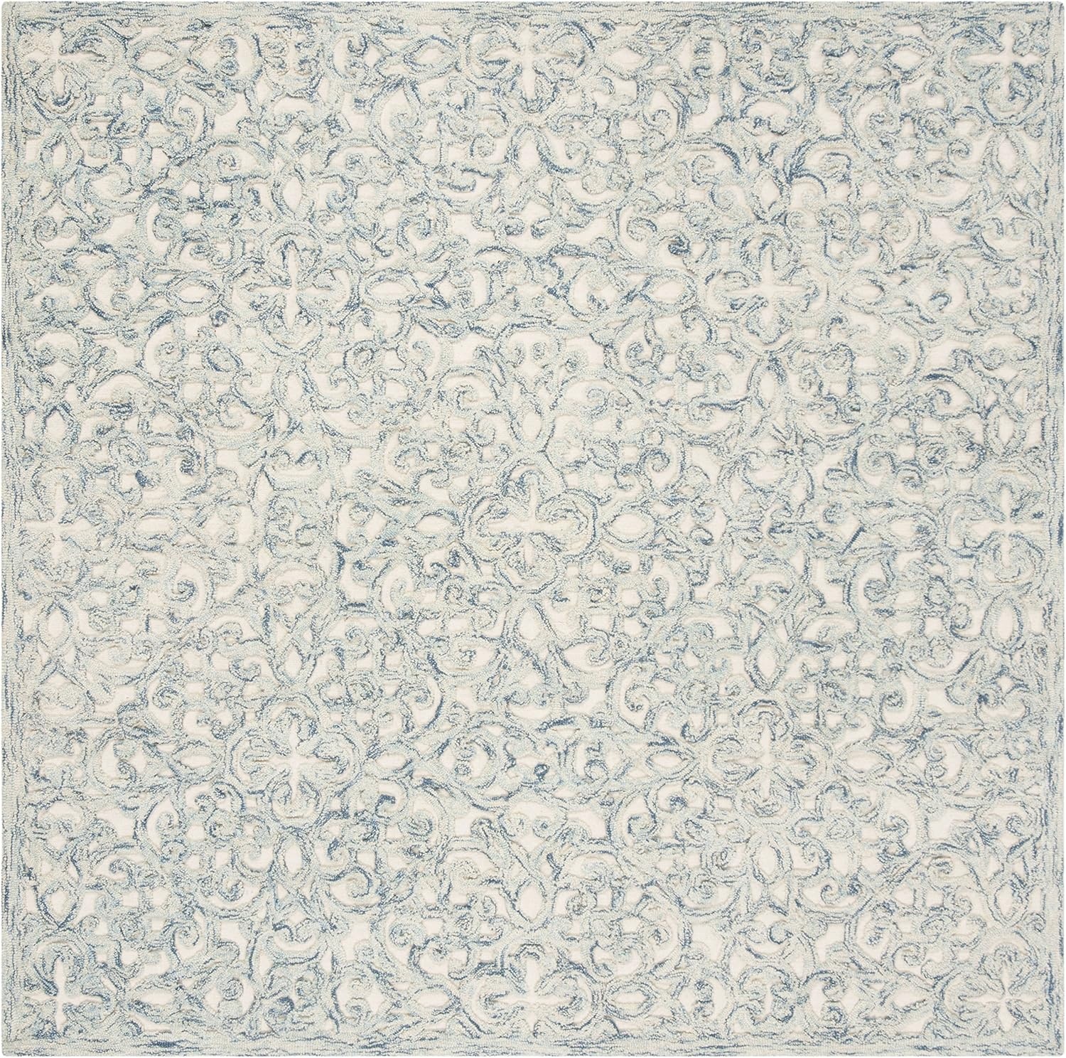 image:imageSAFAVIEH Trace Collection 8 Round BrownIvory TRC103T Handmade Premium Wool Entryway Foyer Living Room Bedroom Kitchen Area RugBlueIvory