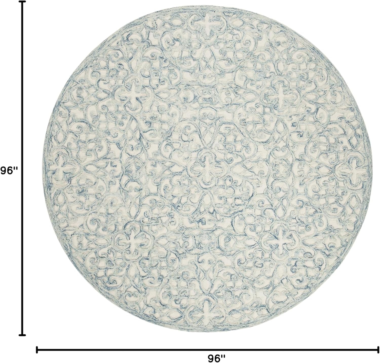 image:imageSAFAVIEH Trace Collection 8 Round BrownIvory TRC103T Handmade Premium Wool Entryway Foyer Living Room Bedroom Kitchen Area RugBlueIvory