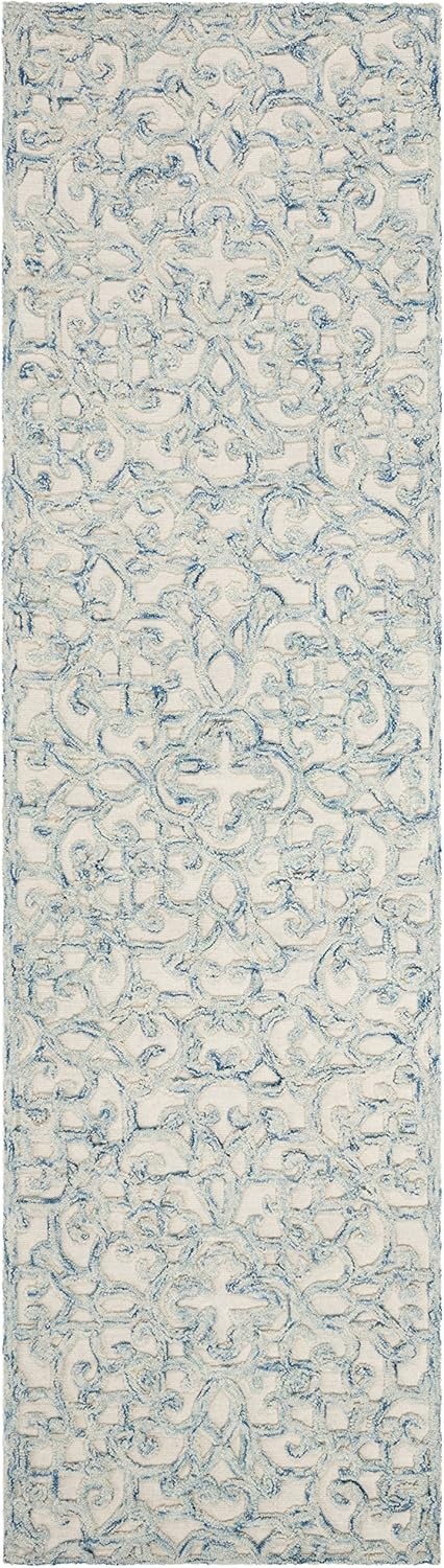 image:imageSAFAVIEH Trace Collection 8 Round BrownIvory TRC103T Handmade Premium Wool Entryway Foyer Living Room Bedroom Kitchen Area RugBlueIvory