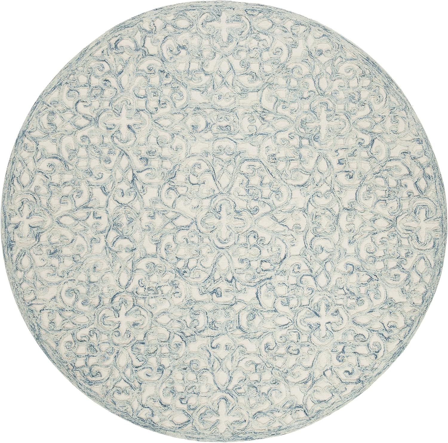 image:imageSAFAVIEH Trace Collection 8 Round BrownIvory TRC103T Handmade Premium Wool Entryway Foyer Living Room Bedroom Kitchen Area RugBlueIvory