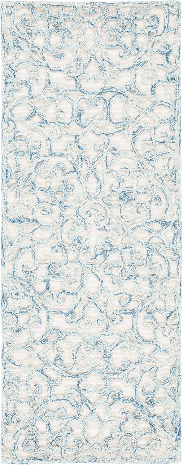 image:imageSAFAVIEH Trace Collection 8 Round BrownIvory TRC103T Handmade Premium Wool Entryway Foyer Living Room Bedroom Kitchen Area RugBlueIvory