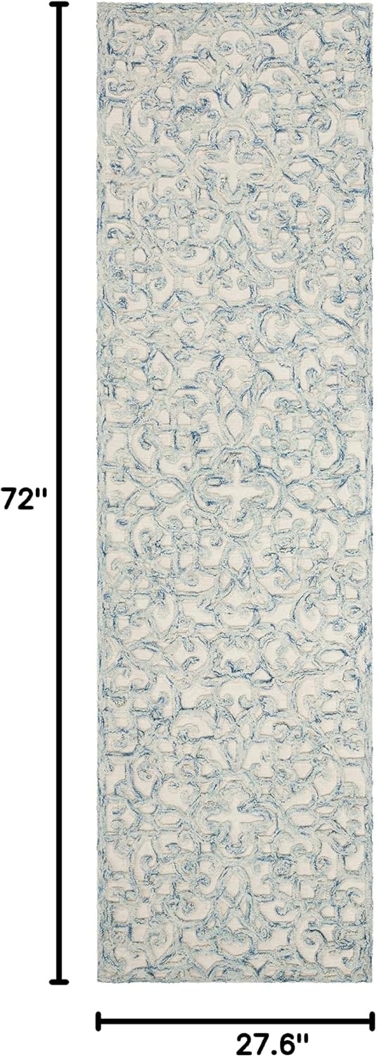 image:imageSAFAVIEH Trace Collection 8 Round BrownIvory TRC103T Handmade Premium Wool Entryway Foyer Living Room Bedroom Kitchen Area RugBlueIvory
