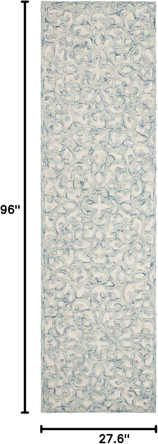 image:imageSAFAVIEH Trace Collection 8 Round BrownIvory TRC103T Handmade Premium Wool Entryway Foyer Living Room Bedroom Kitchen Area RugBlueIvory