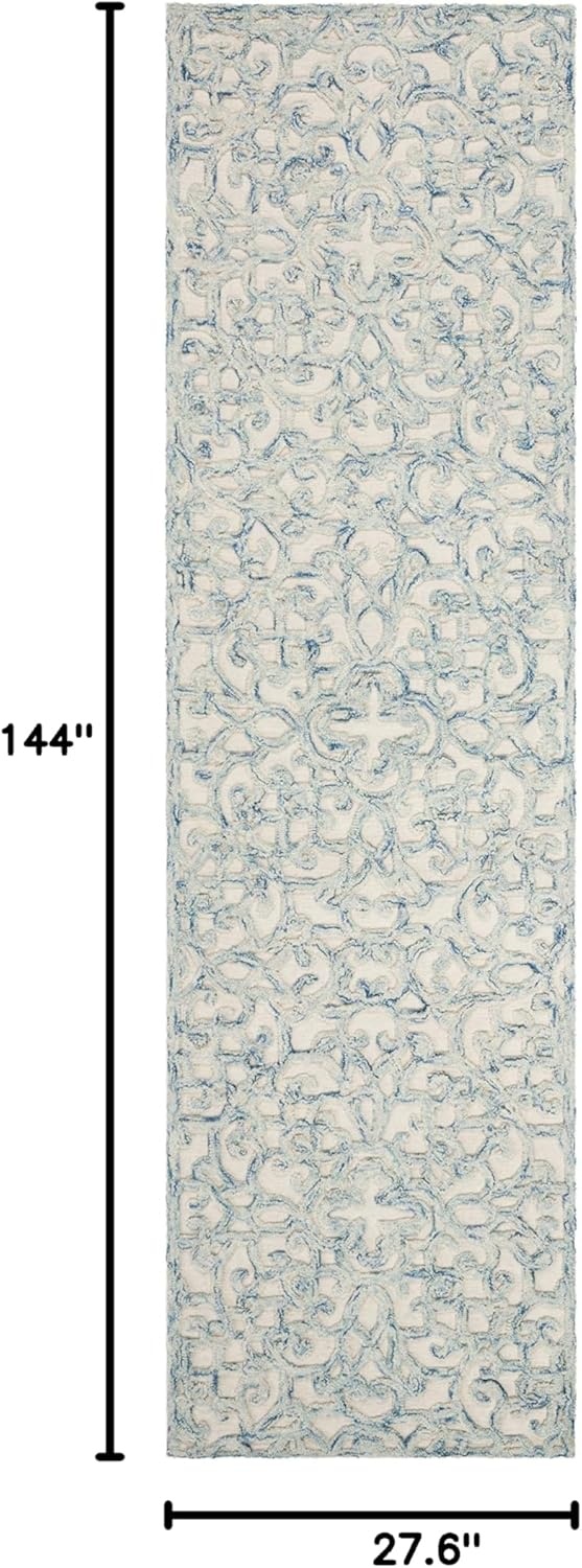 image:imageSAFAVIEH Trace Collection 8 Round BrownIvory TRC103T Handmade Premium Wool Entryway Foyer Living Room Bedroom Kitchen Area RugBlueIvory
