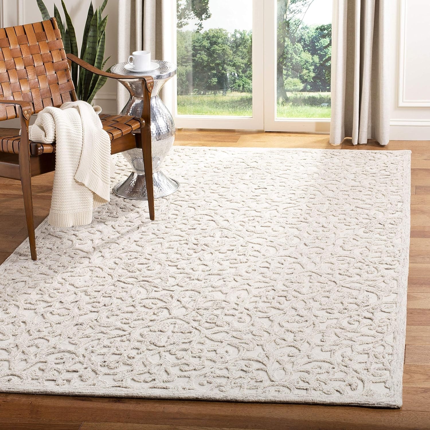 image:imageSAFAVIEH Trace Collection 8 Round BrownIvory TRC103T Handmade Premium Wool Entryway Foyer Living Room Bedroom Kitchen Area RugCamelIvory