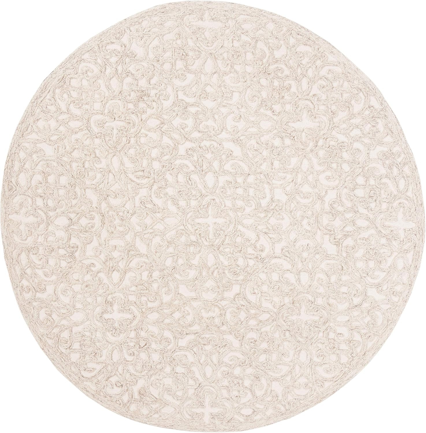 image:imageSAFAVIEH Trace Collection 8 Round BrownIvory TRC103T Handmade Premium Wool Entryway Foyer Living Room Bedroom Kitchen Area RugCamelIvory