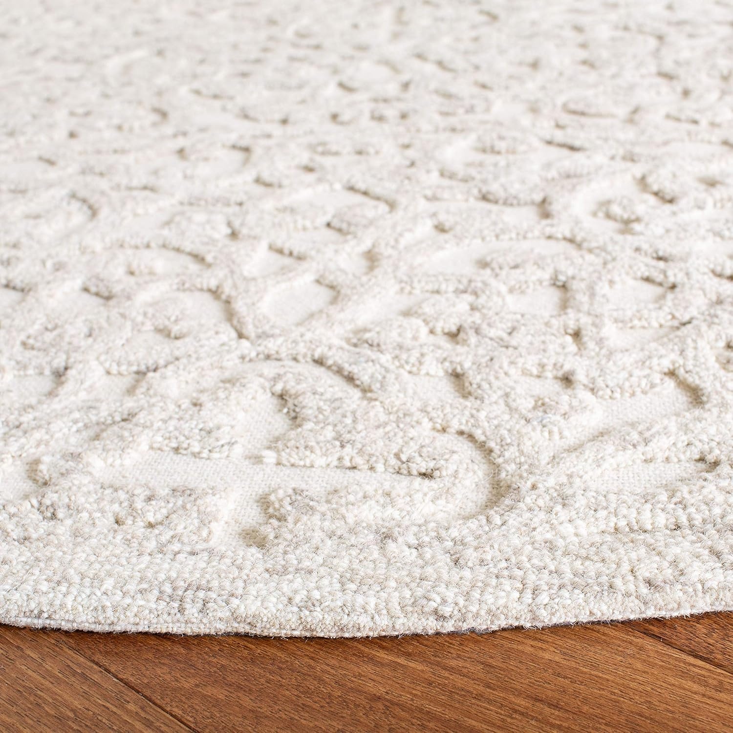 image:imageSAFAVIEH Trace Collection 8 Round BrownIvory TRC103T Handmade Premium Wool Entryway Foyer Living Room Bedroom Kitchen Area RugCamelIvory