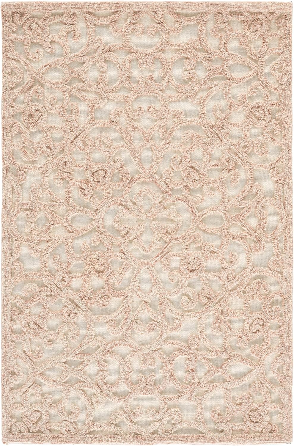 image:imageSAFAVIEH Trace Collection 8 Round BrownIvory TRC103T Handmade Premium Wool Entryway Foyer Living Room Bedroom Kitchen Area RugIvoryPink