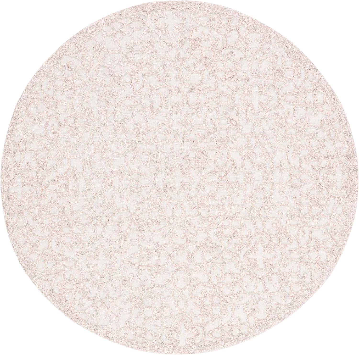 image:imageSAFAVIEH Trace Collection 8 Round BrownIvory TRC103T Handmade Premium Wool Entryway Foyer Living Room Bedroom Kitchen Area RugIvoryPink