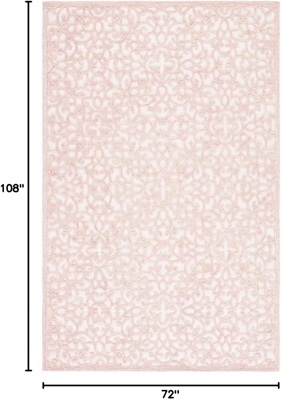 image:imageSAFAVIEH Trace Collection 8 Round BrownIvory TRC103T Handmade Premium Wool Entryway Foyer Living Room Bedroom Kitchen Area RugIvoryPink