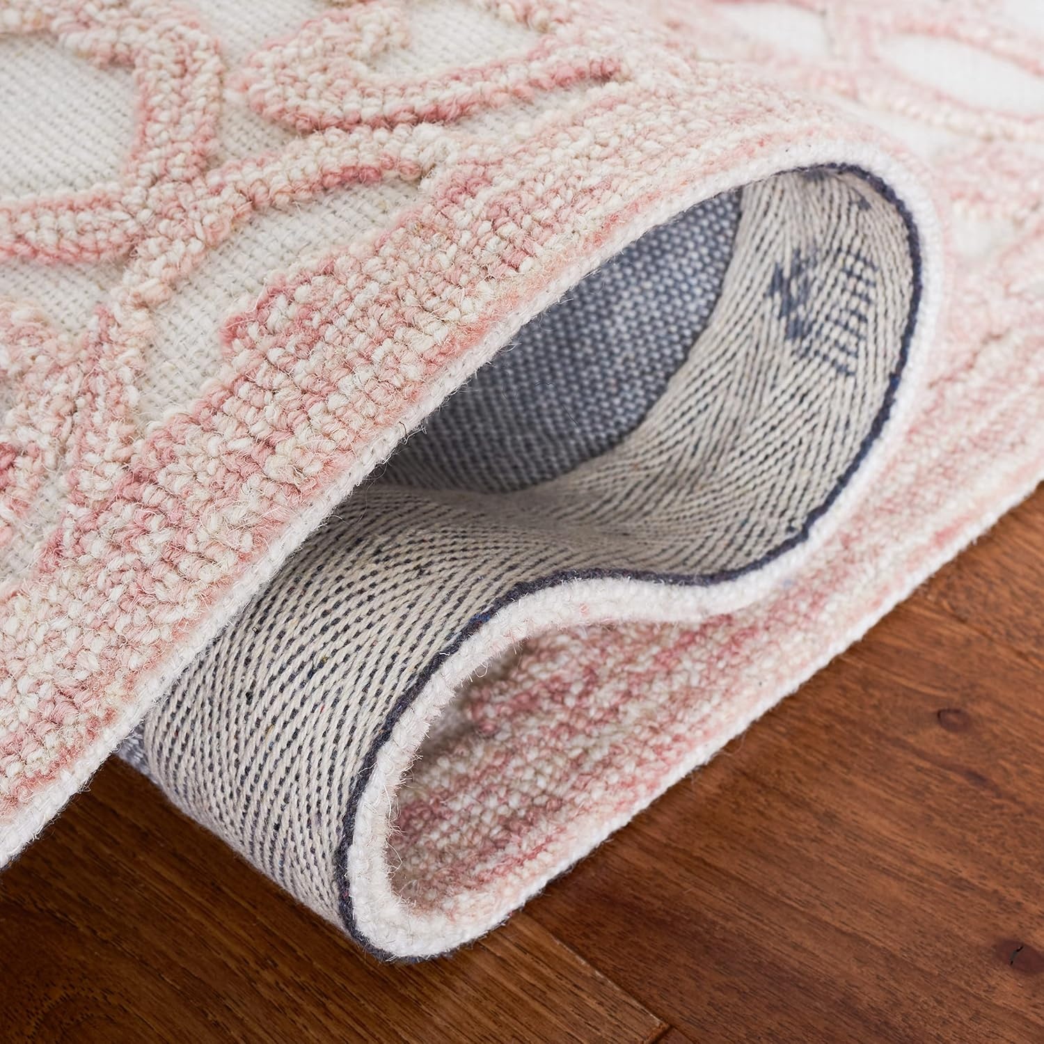 image:imageSAFAVIEH Trace Collection 8 Round BrownIvory TRC103T Handmade Premium Wool Entryway Foyer Living Room Bedroom Kitchen Area RugIvoryPink