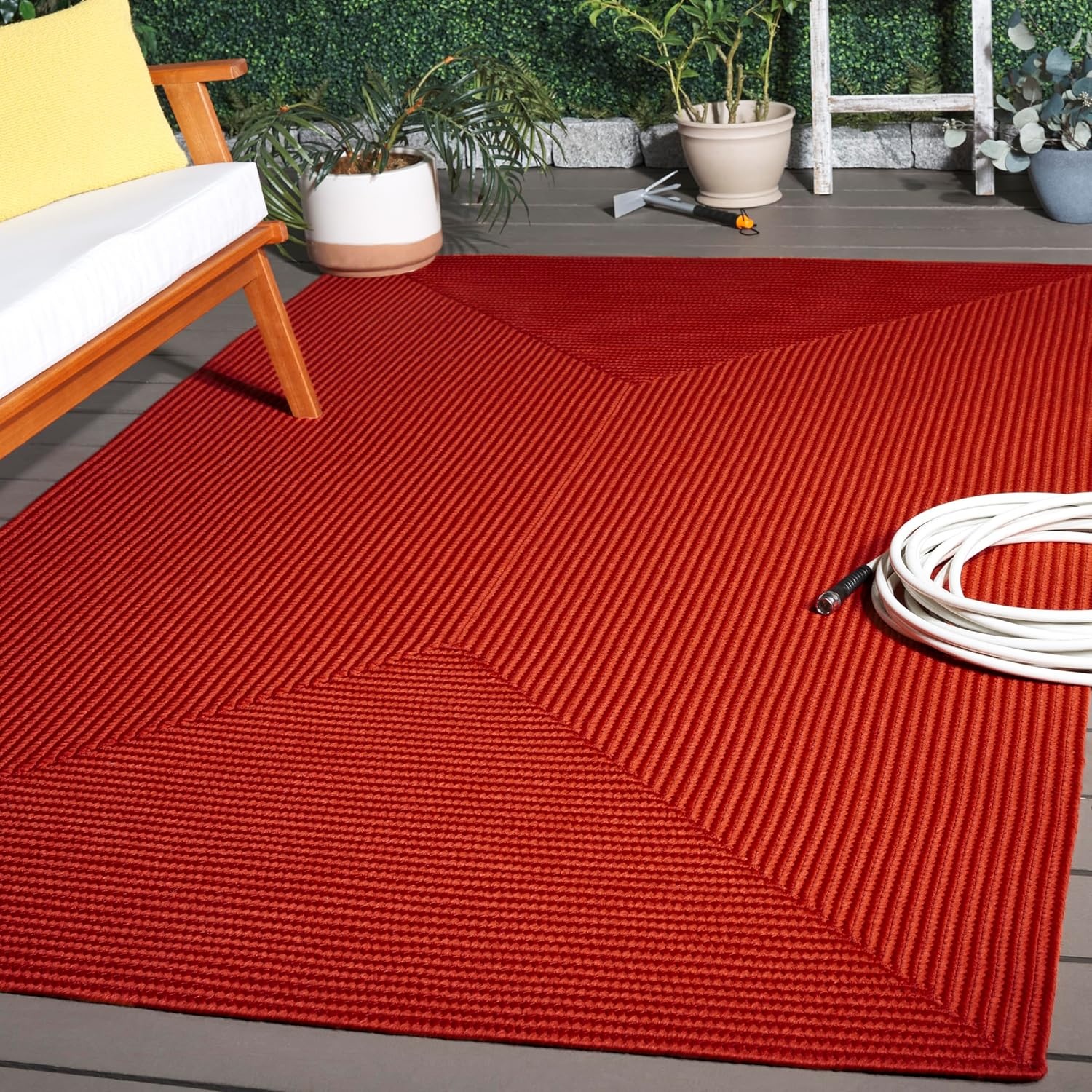 image:imageSAFAVIEH Washable Rug Outdoor Braided Collection 5 x 8 Oval Green Handmade amp Reversible NonShedding amp Easy to Clean Ideal for Patio Backyard Mudroom BRD315ARust