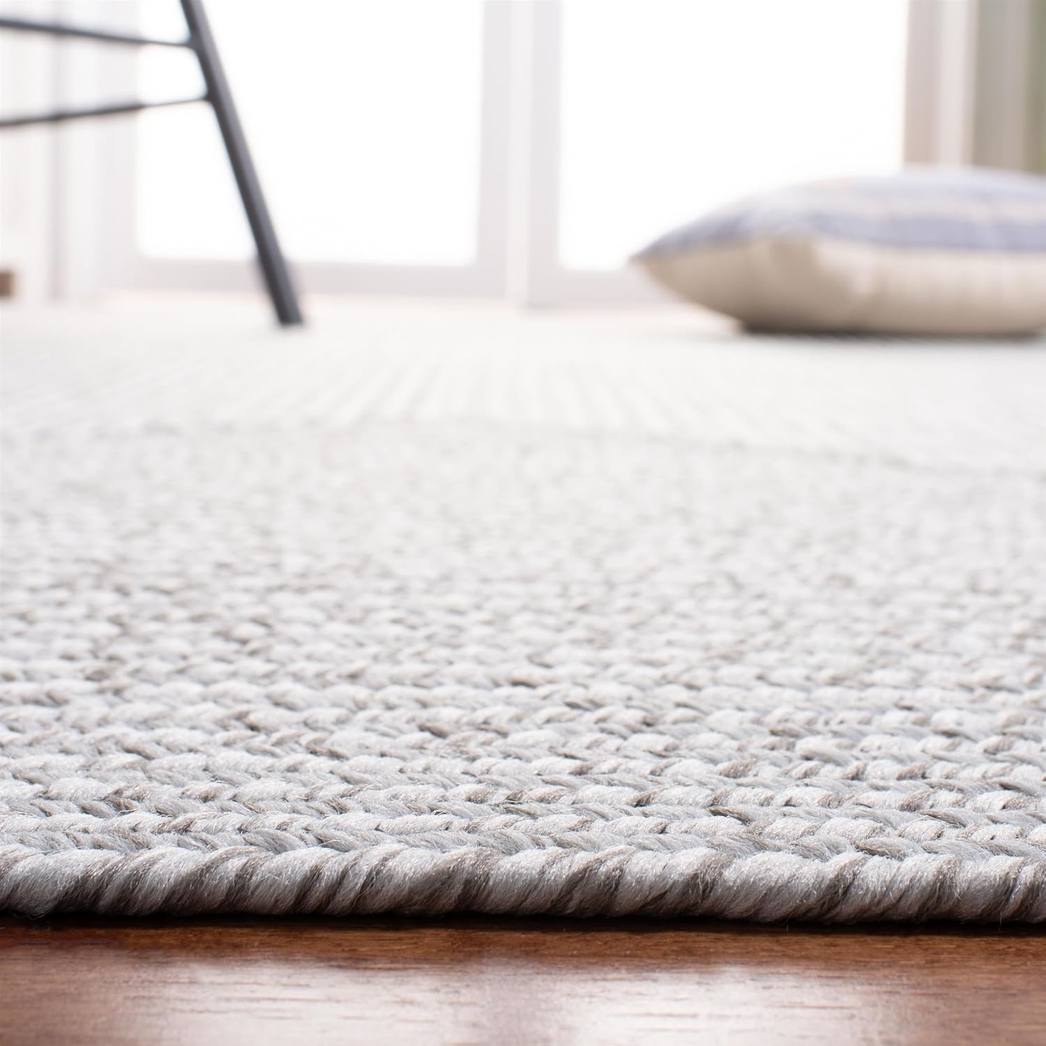 image:imageSAFAVIEH Washable Rug Outdoor Braided Collection 5 x 8 Oval Green Handmade amp Reversible NonShedding amp Easy to Clean Ideal for Patio Backyard Mudroom BRD315ASilverGrey