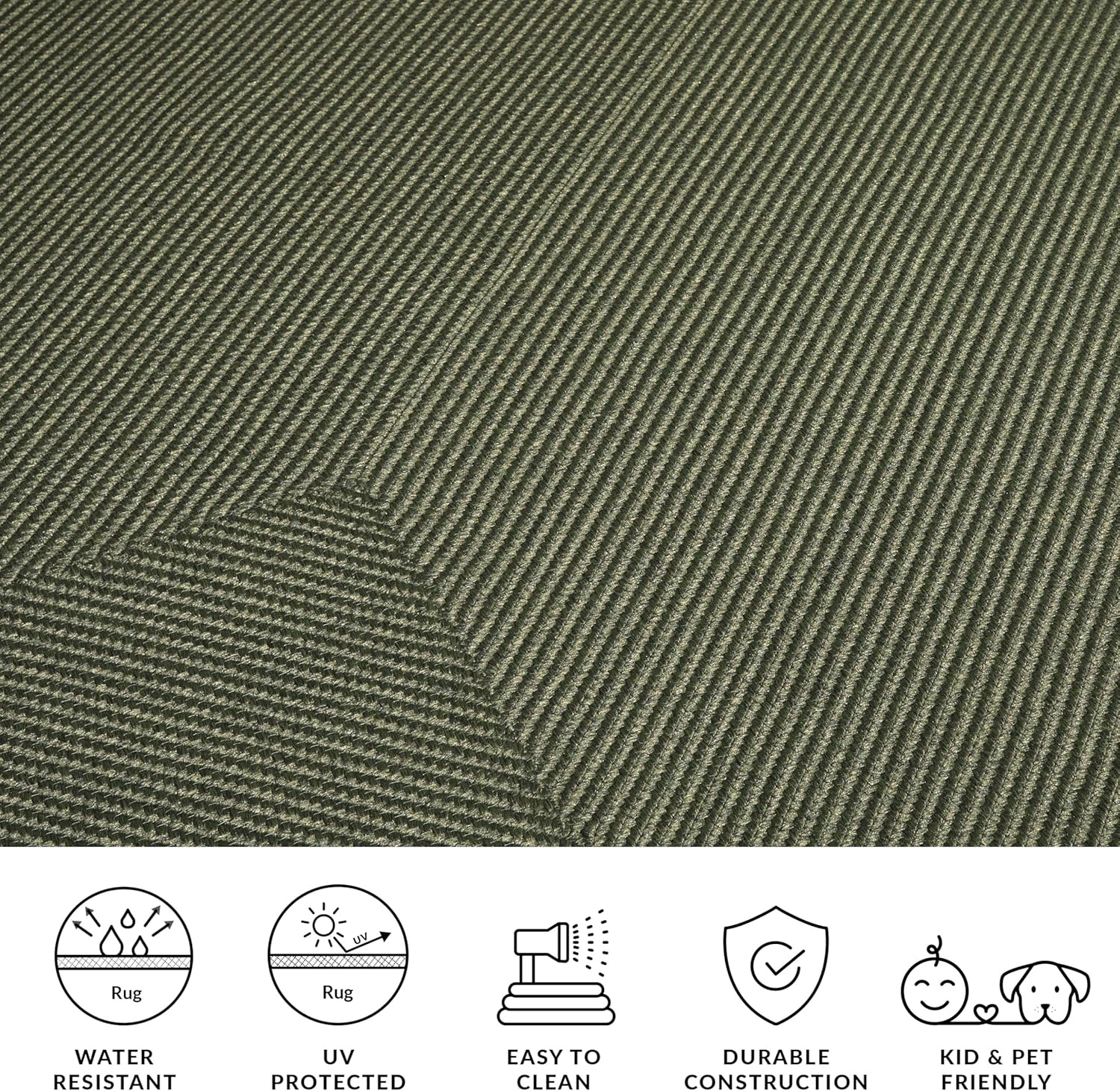 image:imageSAFAVIEH Washable Rug Outdoor Braided Collection 5 x 8 Oval Green Handmade amp Reversible NonShedding amp Easy to Clean Ideal for Patio Backyard Mudroom BRD315AGreen