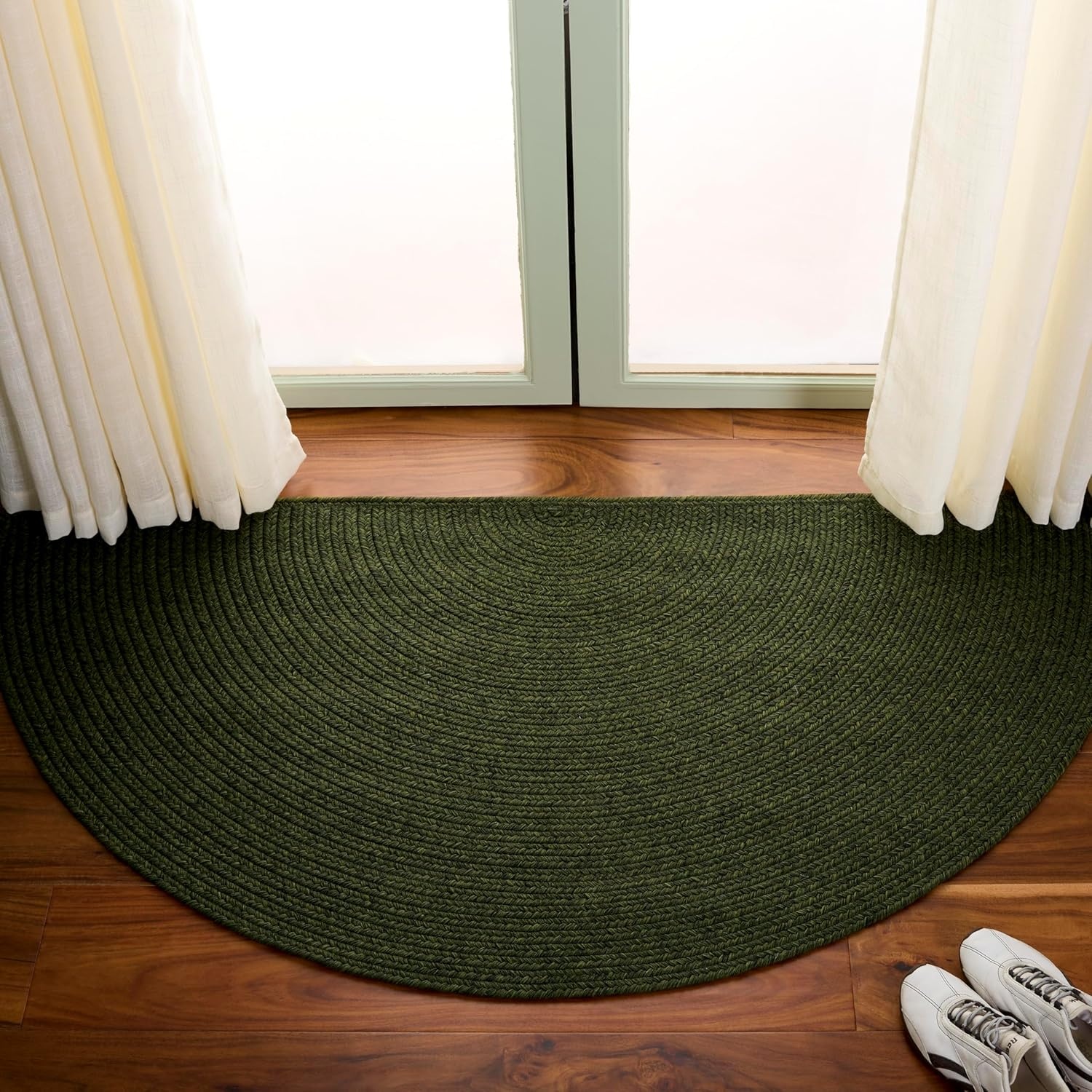 image:imageSAFAVIEH Washable Rug Outdoor Braided Collection 5 x 8 Oval Green Handmade amp Reversible NonShedding amp Easy to Clean Ideal for Patio Backyard Mudroom BRD315AGreen