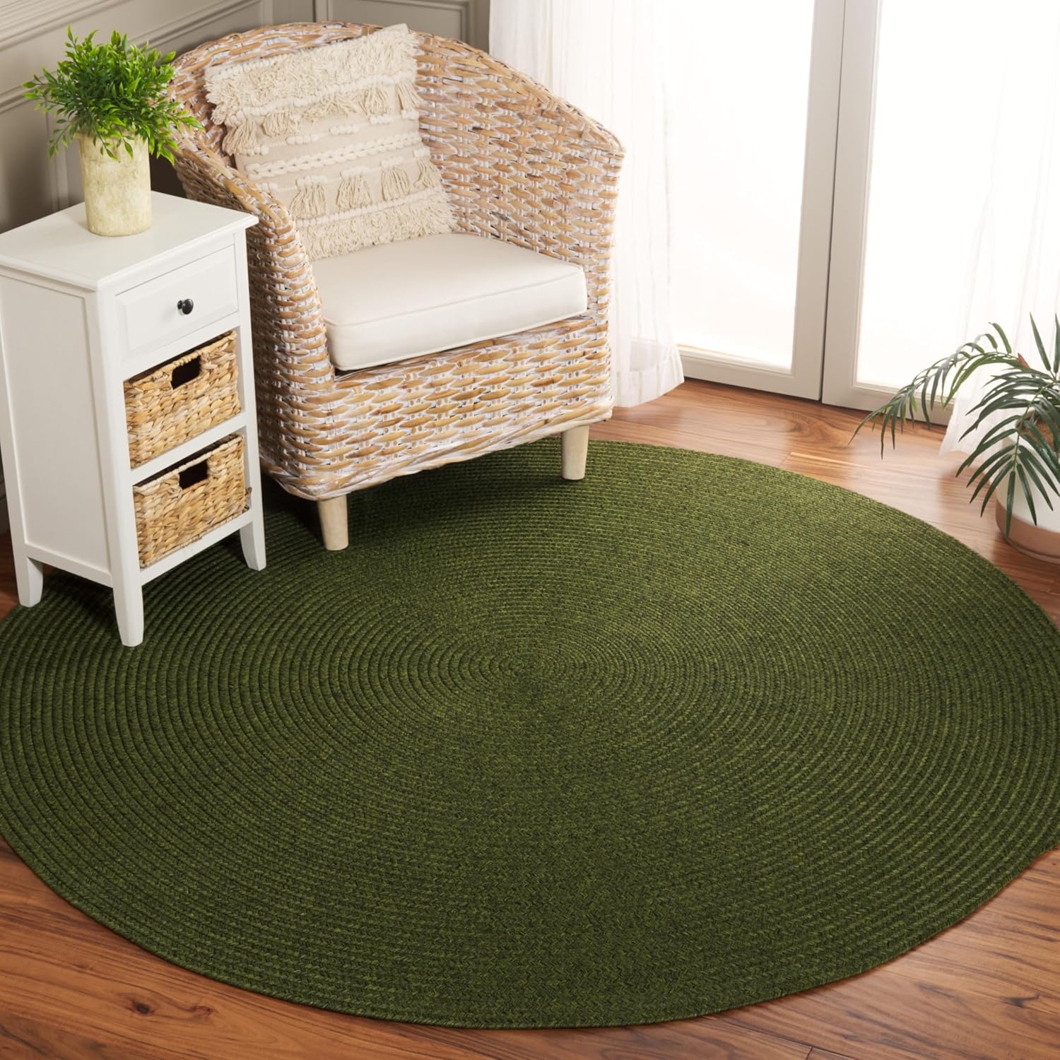 image:imageSAFAVIEH Washable Rug Outdoor Braided Collection 5 x 8 Oval Green Handmade amp Reversible NonShedding amp Easy to Clean Ideal for Patio Backyard Mudroom BRD315AGreen