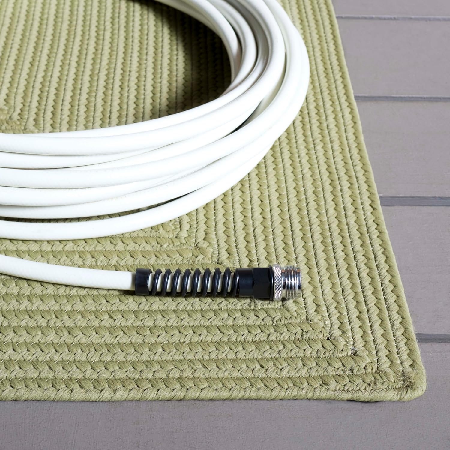 image:imageSAFAVIEH Washable Rug Outdoor Braided Collection 5 x 8 Oval Green Handmade amp Reversible NonShedding amp Easy to Clean Ideal for Patio Backyard Mudroom BRD315ASage