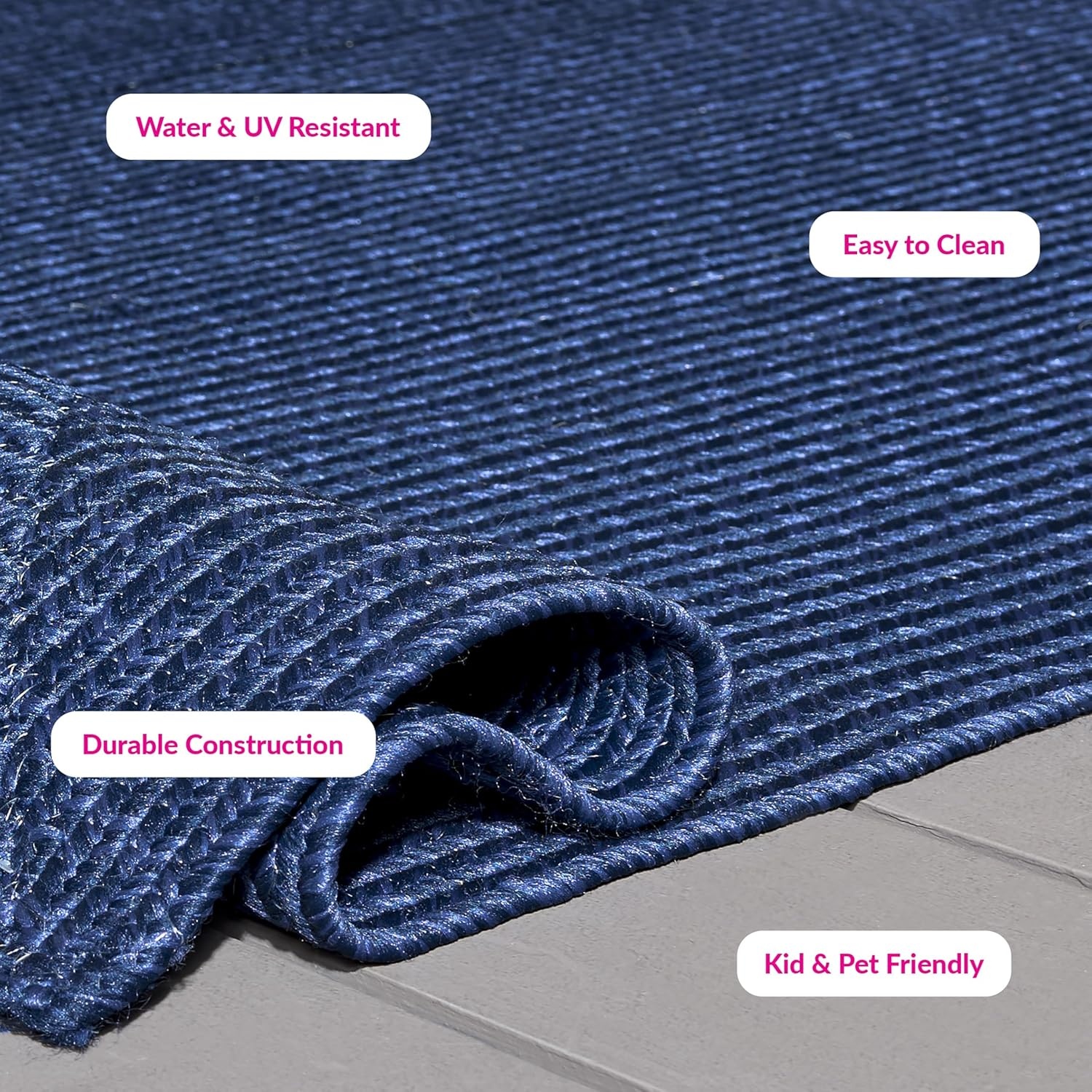 image:imageSAFAVIEH Washable Rug Outdoor Braided Collection 5 x 8 Oval Green Handmade amp Reversible NonShedding amp Easy to Clean Ideal for Patio Backyard Mudroom BRD315ANavy