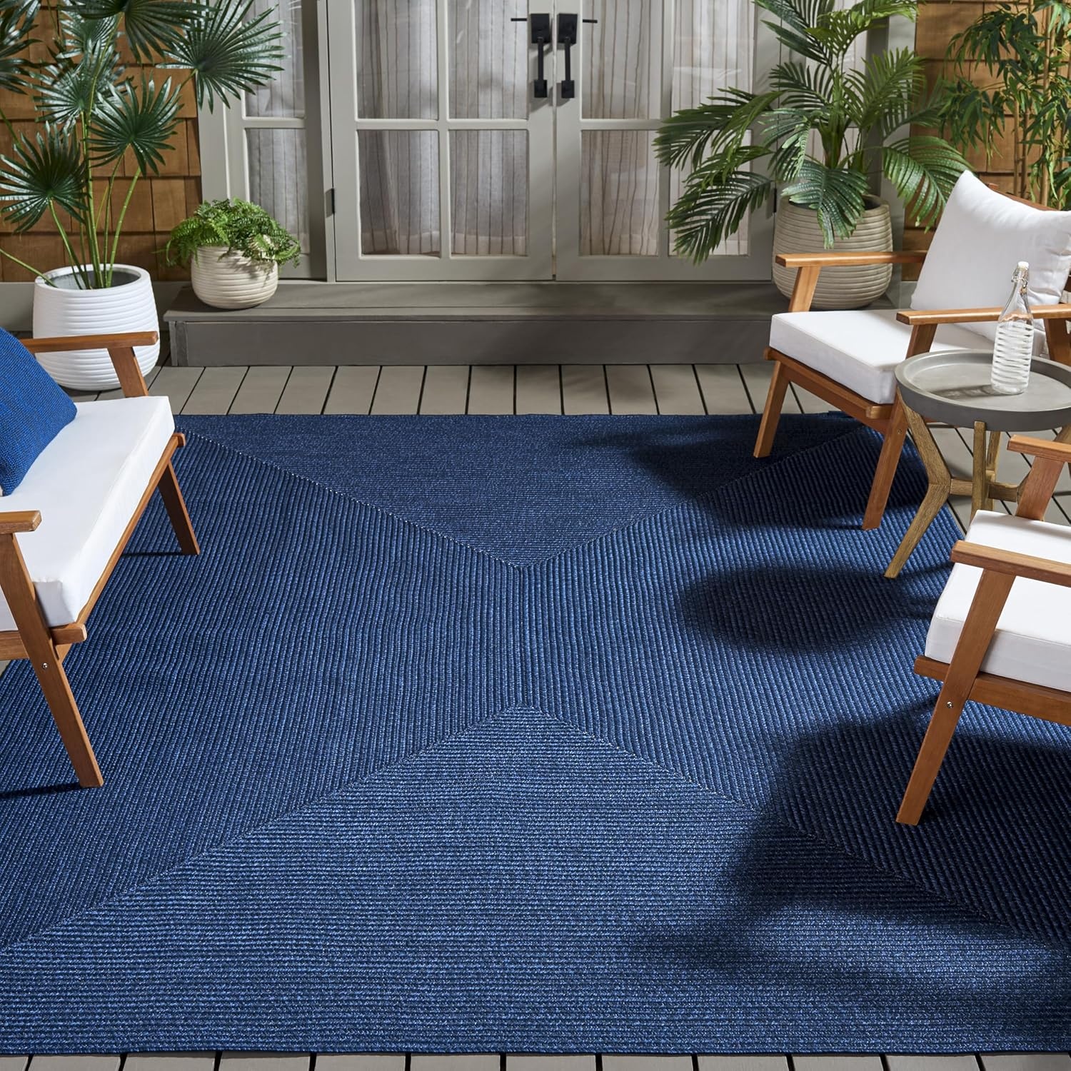 image:imageSAFAVIEH Washable Rug Outdoor Braided Collection 5 x 8 Oval Green Handmade amp Reversible NonShedding amp Easy to Clean Ideal for Patio Backyard Mudroom BRD315ANavy
