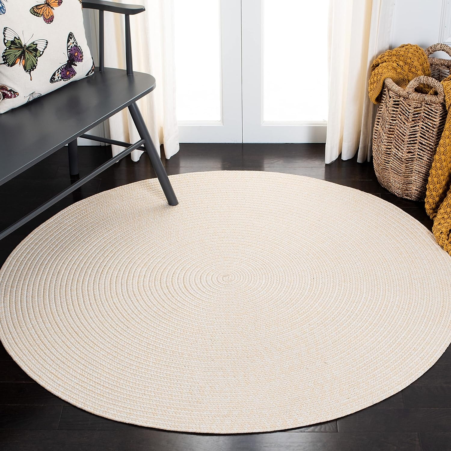 image:imageSAFAVIEH Washable Rug Outdoor Braided Collection 5 x 8 Oval Green Handmade amp Reversible NonShedding amp Easy to Clean Ideal for Patio Backyard Mudroom BRD315AIvoryBeige