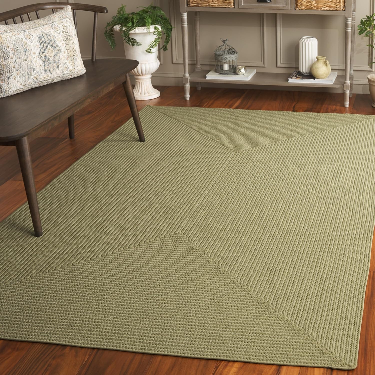 image:imageSAFAVIEH Washable Rug Outdoor Braided Collection 5 x 8 Oval Green Handmade amp Reversible NonShedding amp Easy to Clean Ideal for Patio Backyard Mudroom BRD315ASage