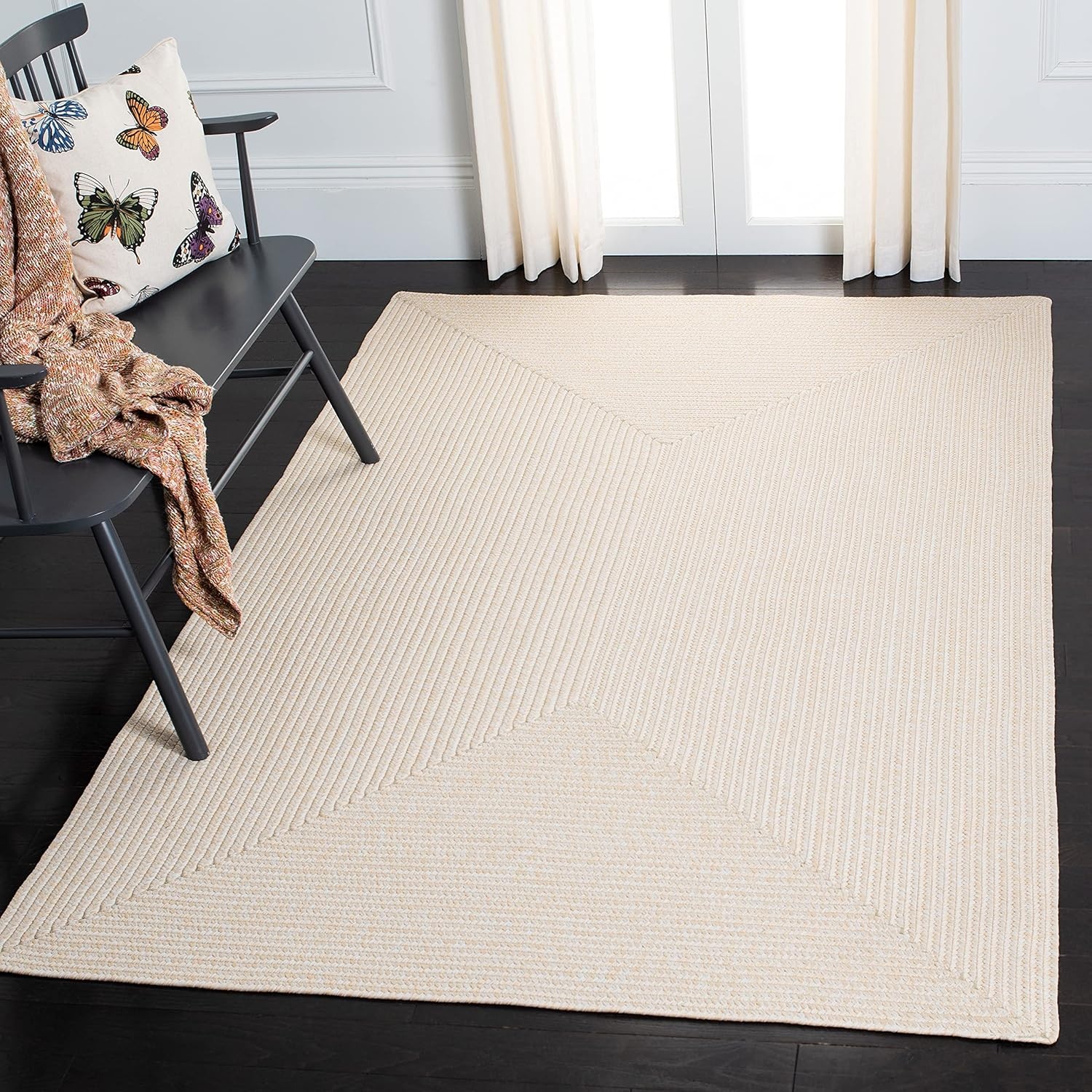 image:imageSAFAVIEH Washable Rug Outdoor Braided Collection 5 x 8 Oval Green Handmade amp Reversible NonShedding amp Easy to Clean Ideal for Patio Backyard Mudroom BRD315AIvoryBeige