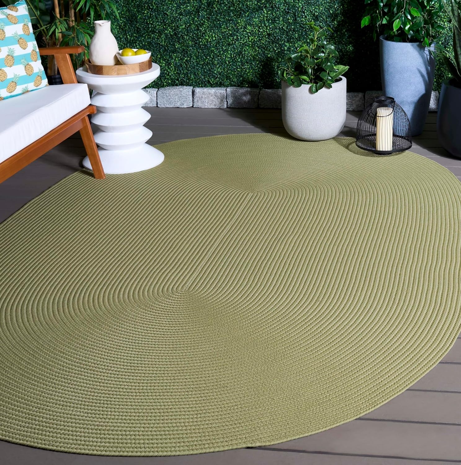 image:imageSAFAVIEH Washable Rug Outdoor Braided Collection 5 x 8 Oval Green Handmade amp Reversible NonShedding amp Easy to Clean Ideal for Patio Backyard Mudroom BRD315ASage