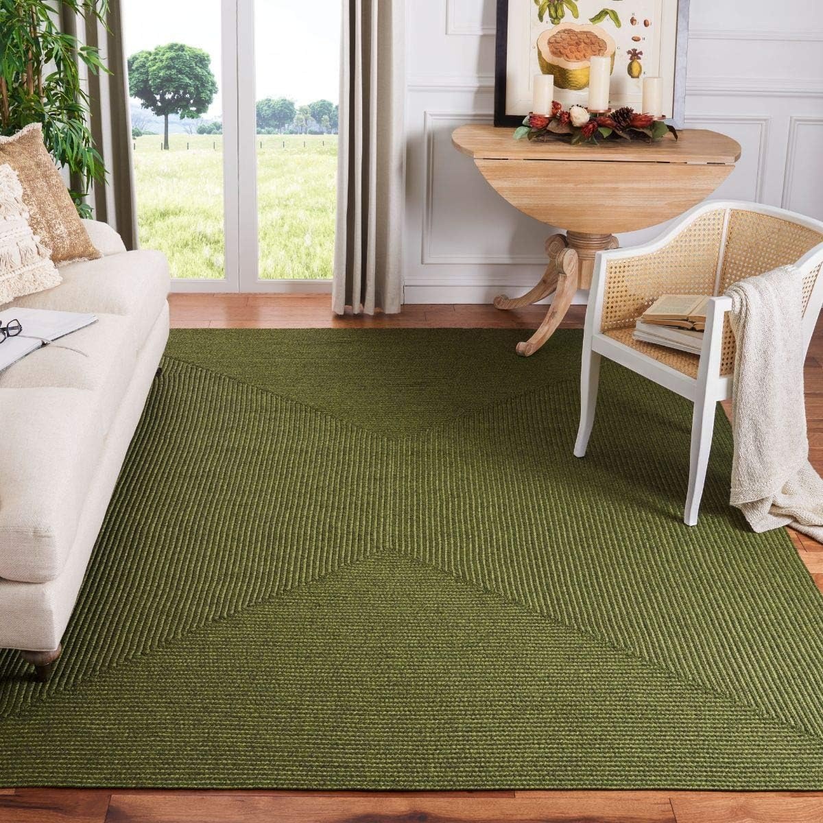 image:imageSAFAVIEH Washable Rug Outdoor Braided Collection 5 x 8 Oval Green Handmade amp Reversible NonShedding amp Easy to Clean Ideal for Patio Backyard Mudroom BRD315AGreen