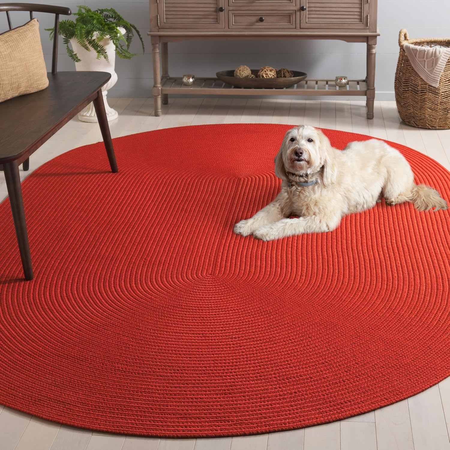 image:imageSAFAVIEH Washable Rug Outdoor Braided Collection 5 x 8 Oval Green Handmade amp Reversible NonShedding amp Easy to Clean Ideal for Patio Backyard Mudroom BRD315ARust