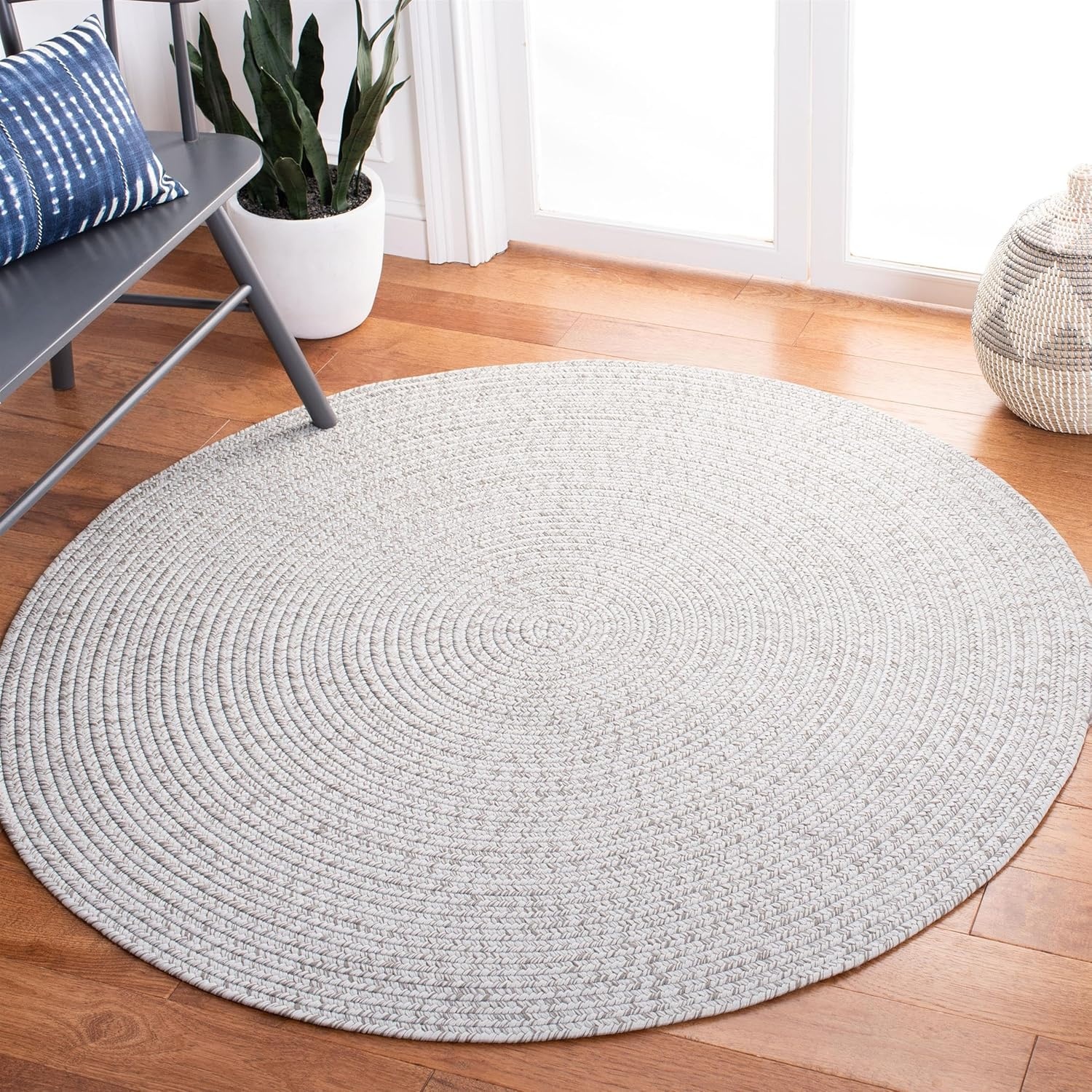 image:imageSAFAVIEH Washable Rug Outdoor Braided Collection 5 x 8 Oval Green Handmade amp Reversible NonShedding amp Easy to Clean Ideal for Patio Backyard Mudroom BRD315ASilverGrey