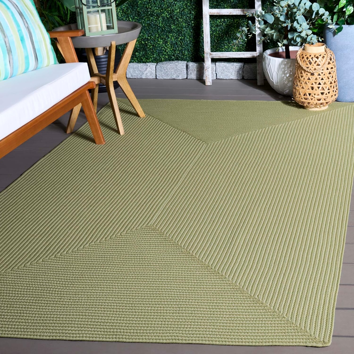 image:imageSAFAVIEH Washable Rug Outdoor Braided Collection 5 x 8 Oval Green Handmade amp Reversible NonShedding amp Easy to Clean Ideal for Patio Backyard Mudroom BRD315ASage