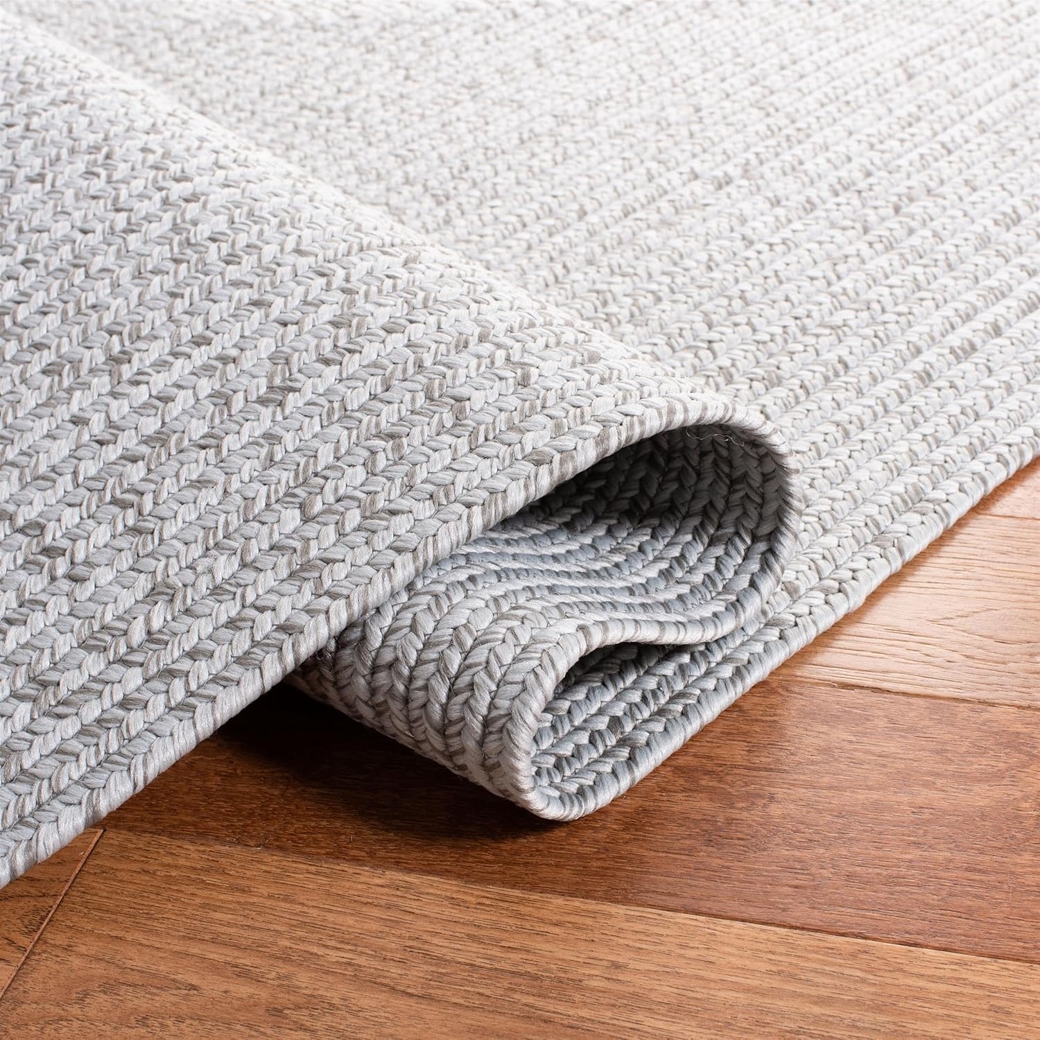image:imageSAFAVIEH Washable Rug Outdoor Braided Collection 5 x 8 Oval Green Handmade amp Reversible NonShedding amp Easy to Clean Ideal for Patio Backyard Mudroom BRD315ASilverGrey