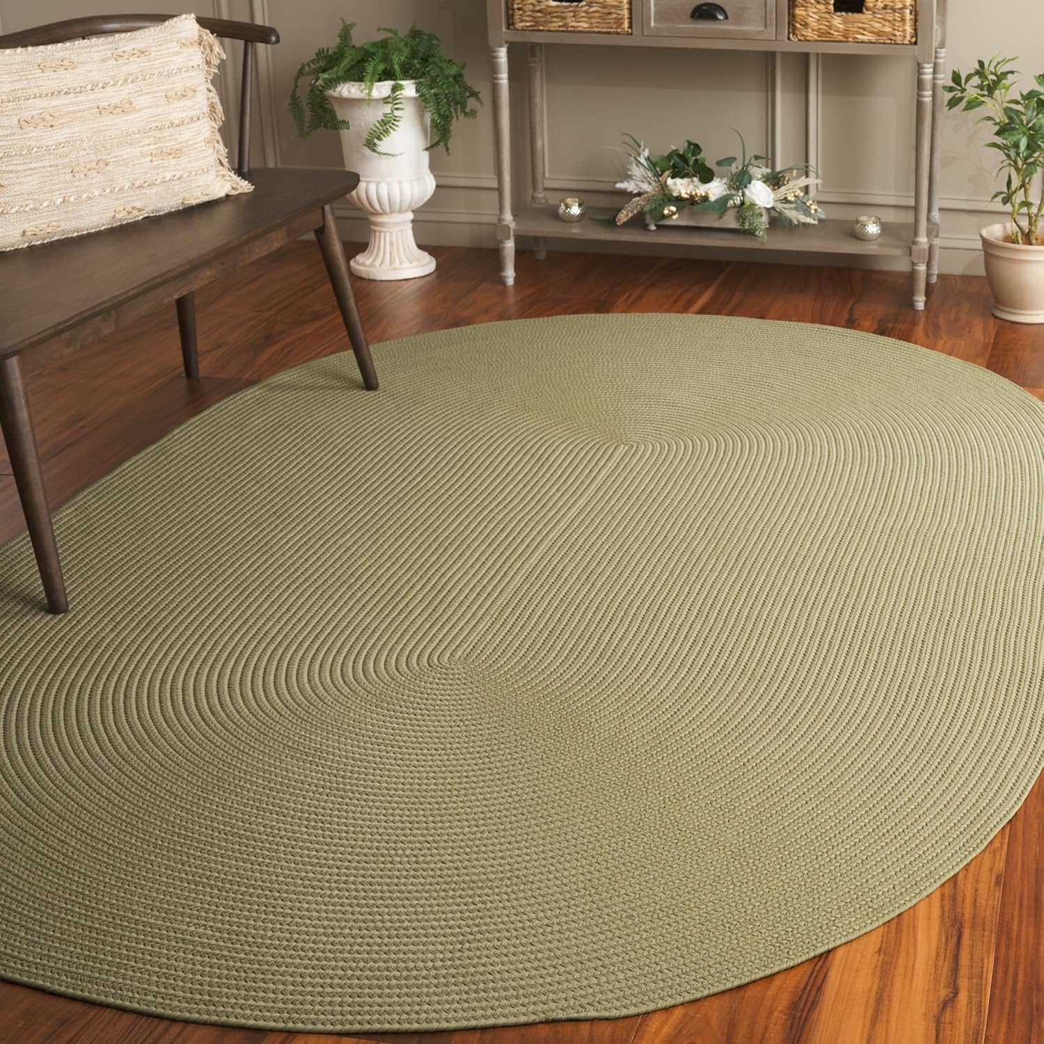 image:imageSAFAVIEH Washable Rug Outdoor Braided Collection 5 x 8 Oval Green Handmade amp Reversible NonShedding amp Easy to Clean Ideal for Patio Backyard Mudroom BRD315ASage