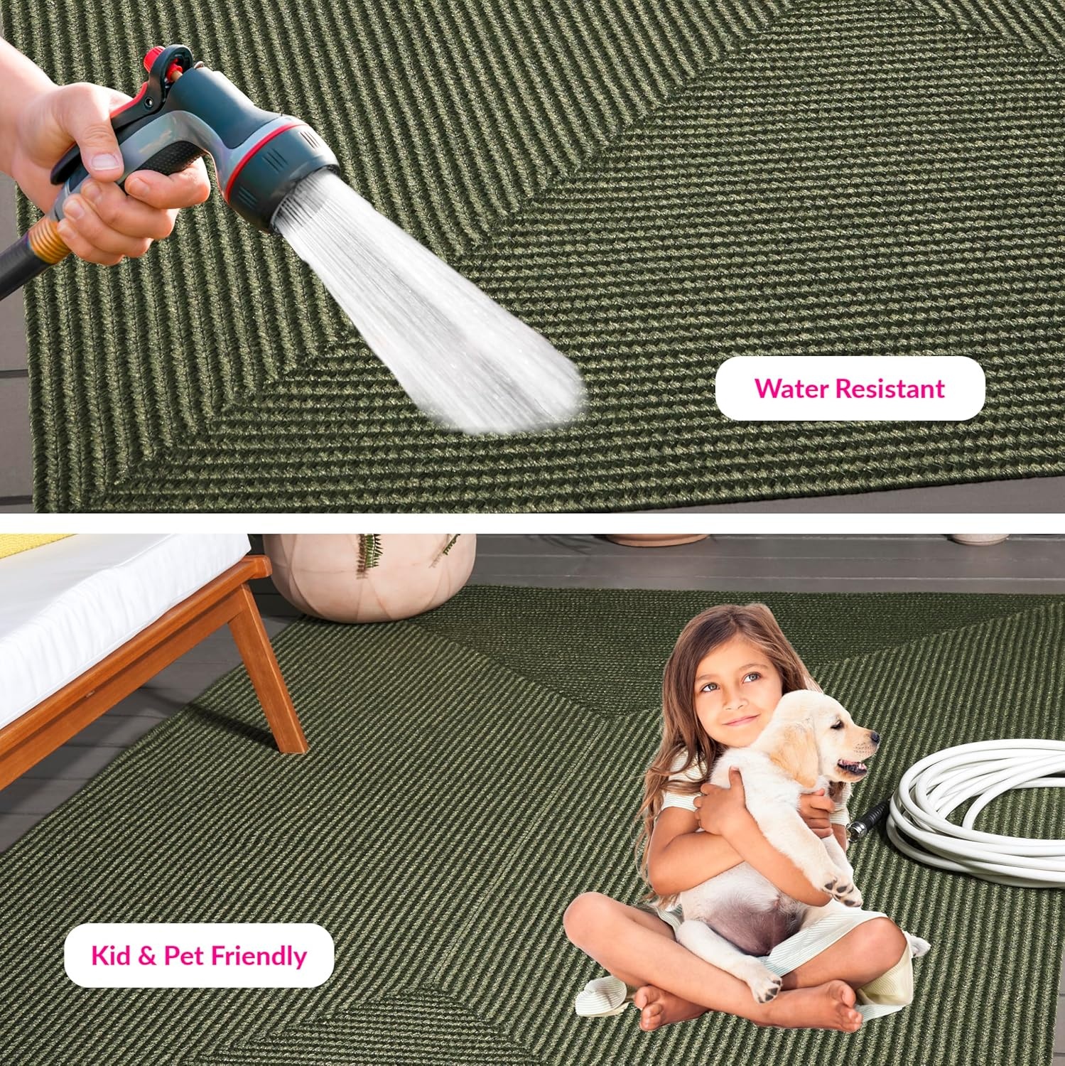 image:imageSAFAVIEH Washable Rug Outdoor Braided Collection 5 x 8 Oval Green Handmade amp Reversible NonShedding amp Easy to Clean Ideal for Patio Backyard Mudroom BRD315AGreen