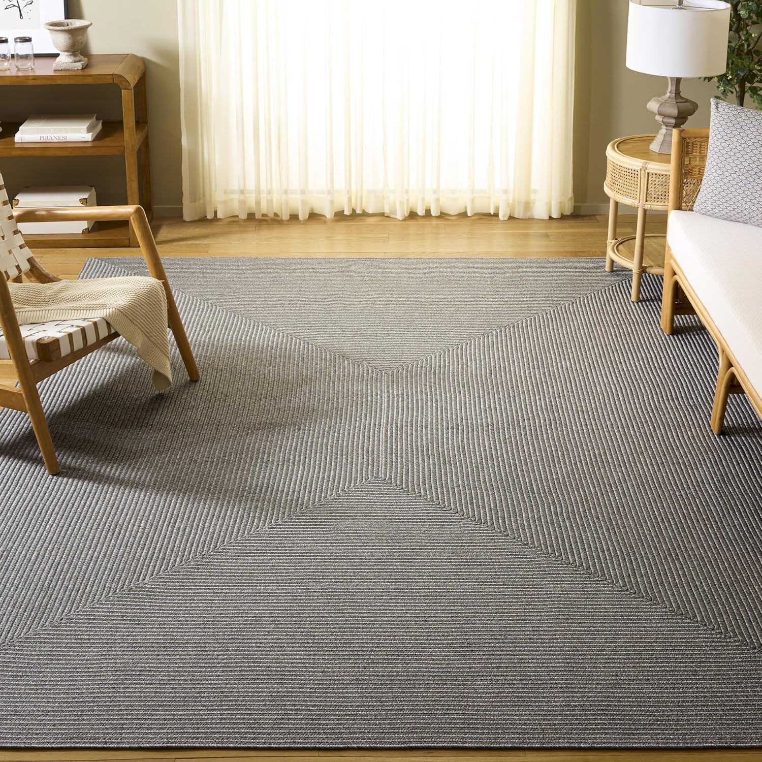 image:imageSAFAVIEH Washable Rug Outdoor Braided Collection 5 x 8 Oval Green Handmade amp Reversible NonShedding amp Easy to Clean Ideal for Patio Backyard Mudroom BRD315ADark Grey