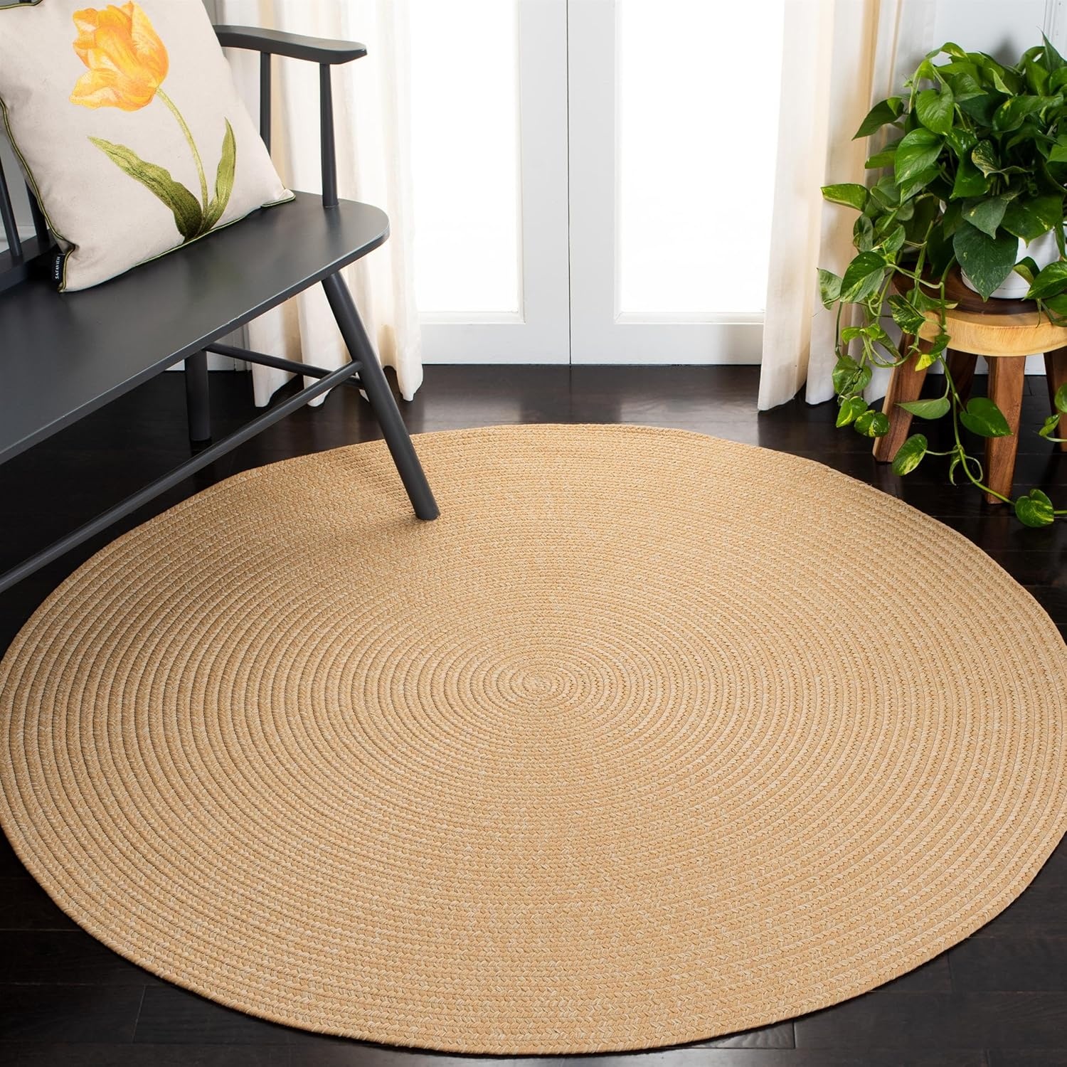 image:imageSAFAVIEH Washable Rug Outdoor Braided Collection 5 x 8 Oval Green Handmade amp Reversible NonShedding amp Easy to Clean Ideal for Patio Backyard Mudroom BRD315ABeigeTan