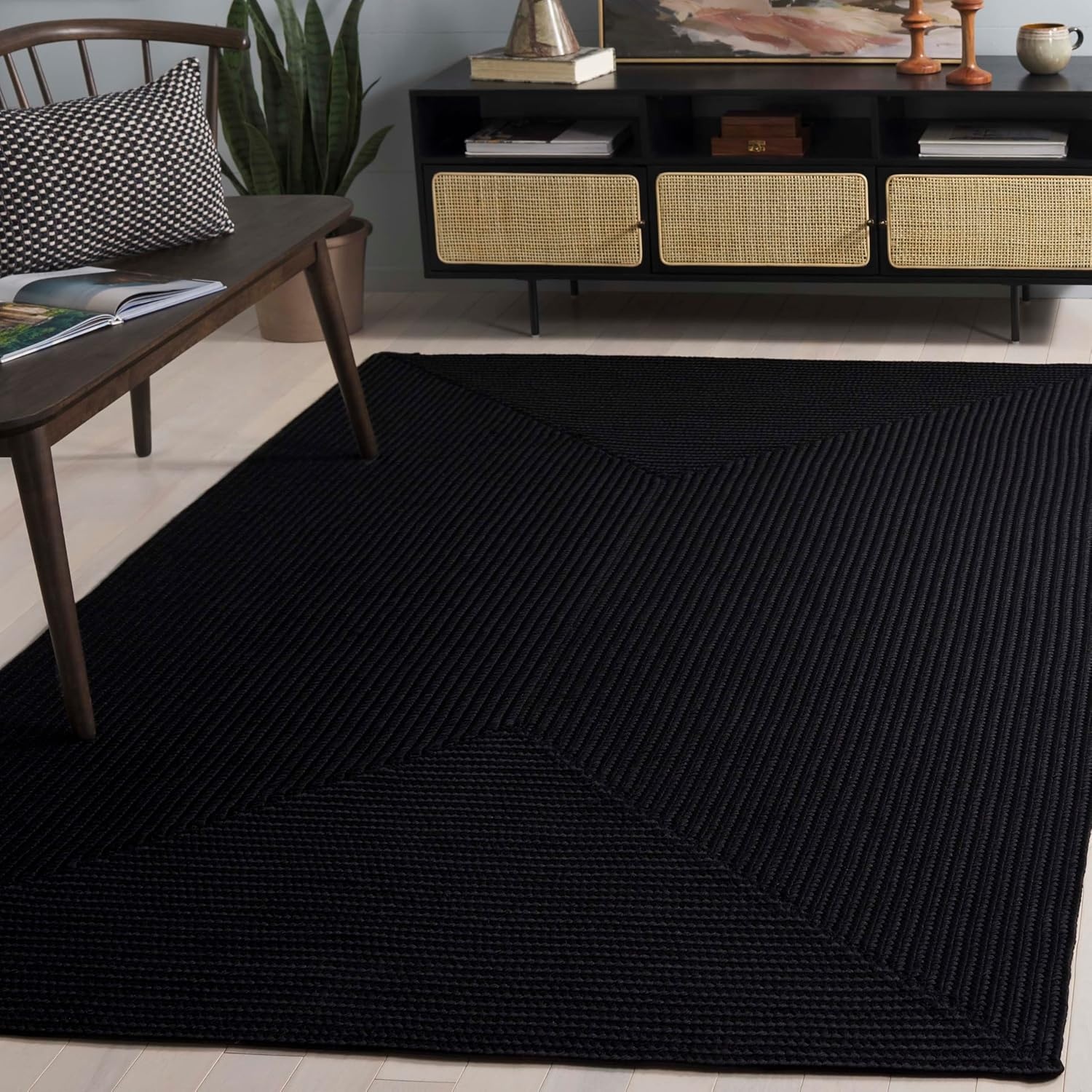 image:imageSAFAVIEH Washable Rug Outdoor Braided Collection 5 x 8 Oval Green Handmade amp Reversible NonShedding amp Easy to Clean Ideal for Patio Backyard Mudroom BRD315ABlack