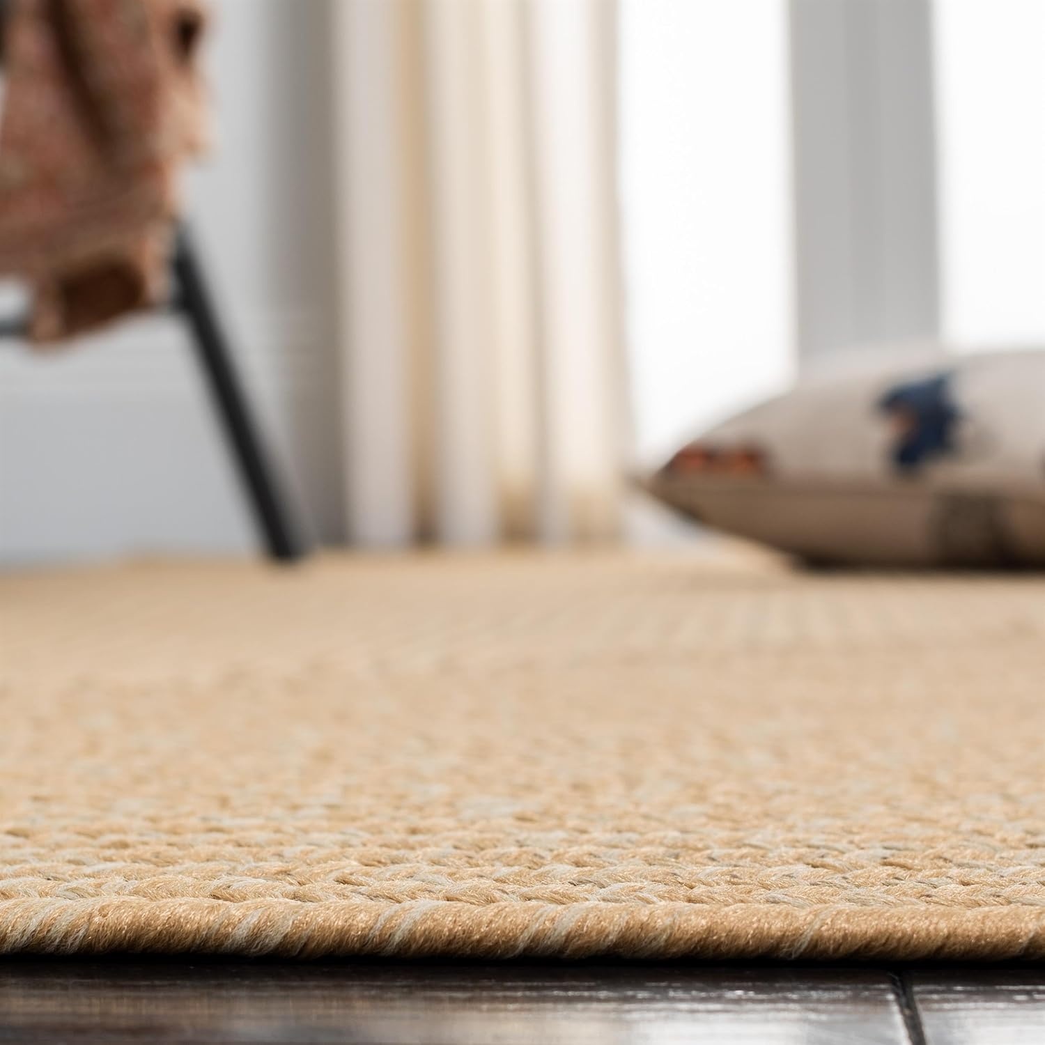 image:imageSAFAVIEH Washable Rug Outdoor Braided Collection 5 x 8 Oval Green Handmade amp Reversible NonShedding amp Easy to Clean Ideal for Patio Backyard Mudroom BRD315ABeigeTan