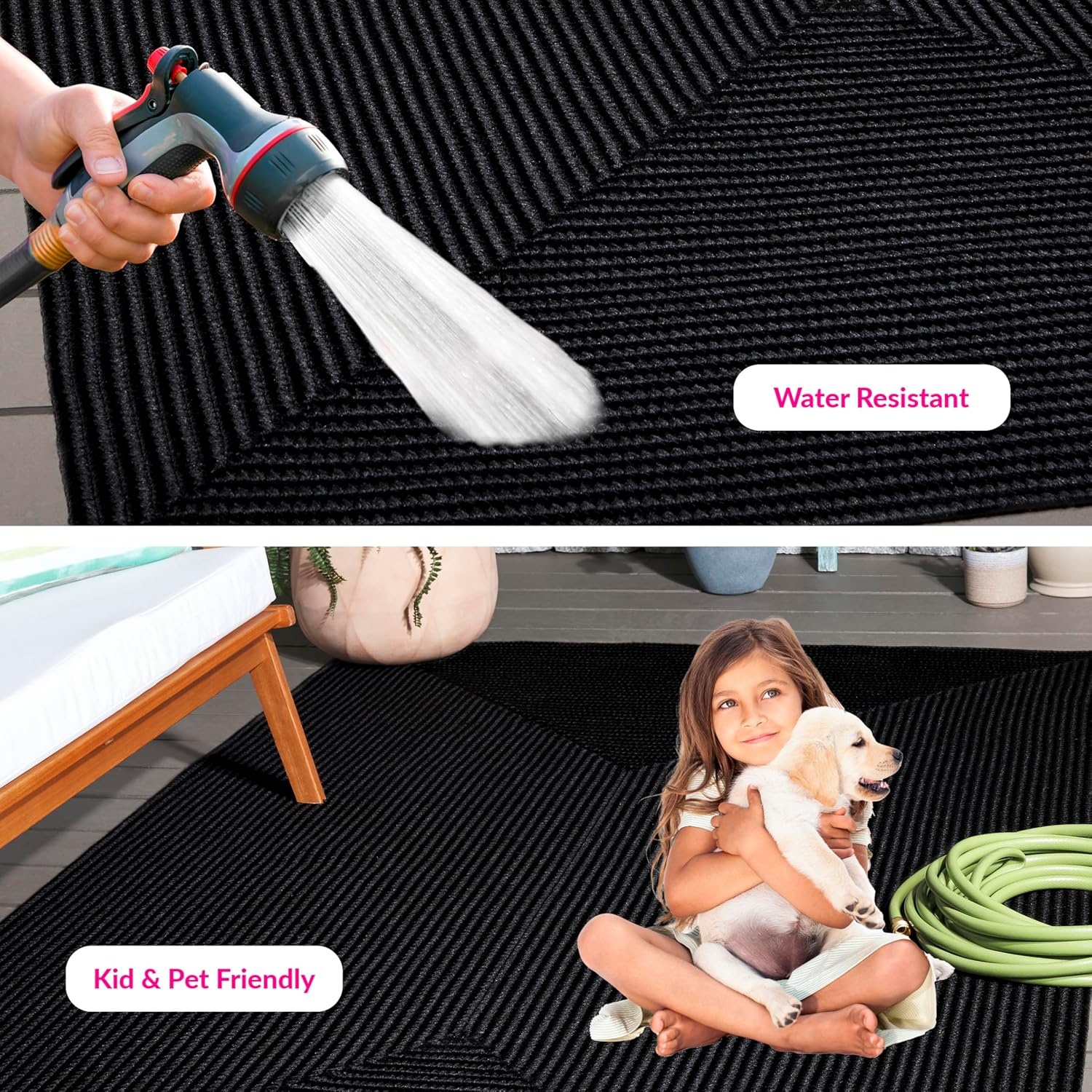image:imageSAFAVIEH Washable Rug Outdoor Braided Collection 5 x 8 Oval Green Handmade amp Reversible NonShedding amp Easy to Clean Ideal for Patio Backyard Mudroom BRD315ABlack