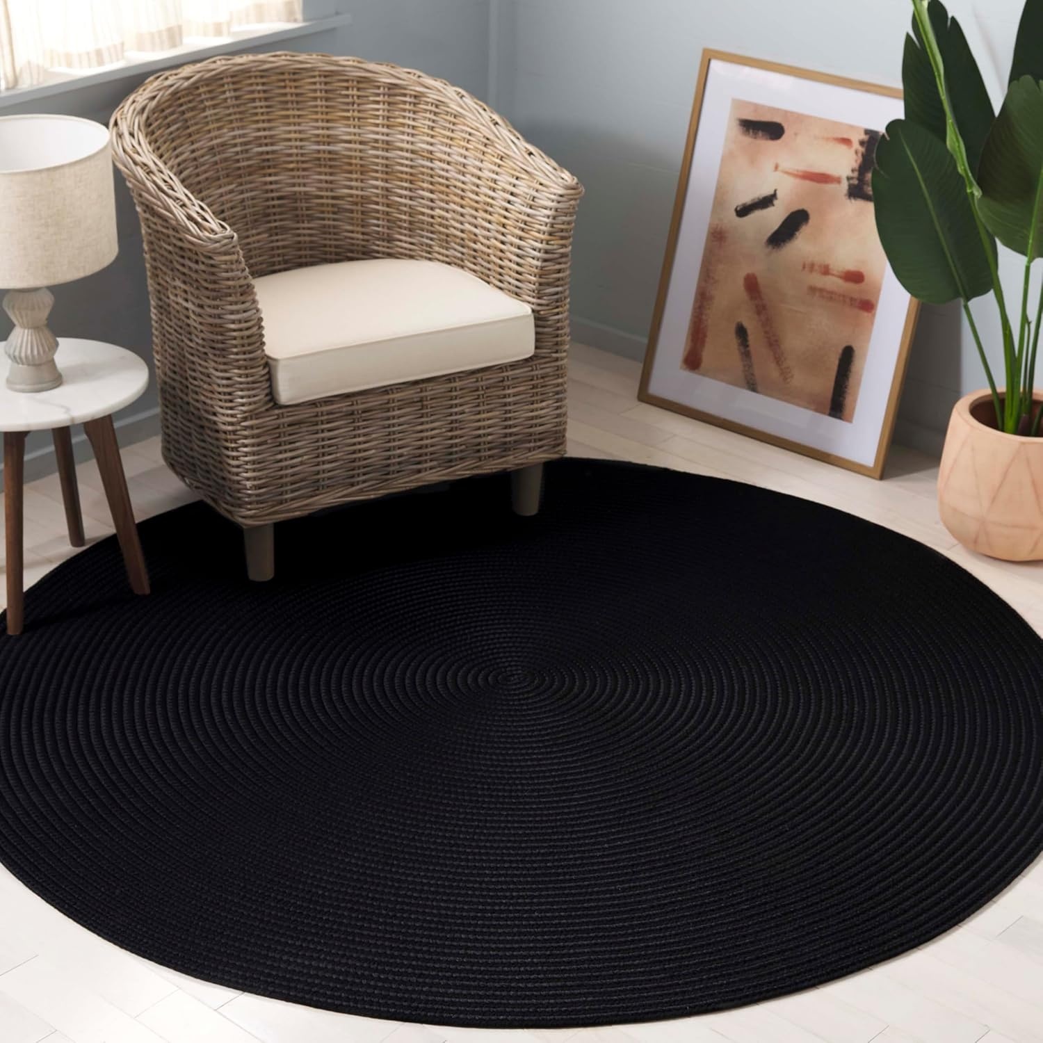image:imageSAFAVIEH Washable Rug Outdoor Braided Collection 5 x 8 Oval Green Handmade amp Reversible NonShedding amp Easy to Clean Ideal for Patio Backyard Mudroom BRD315ABlack