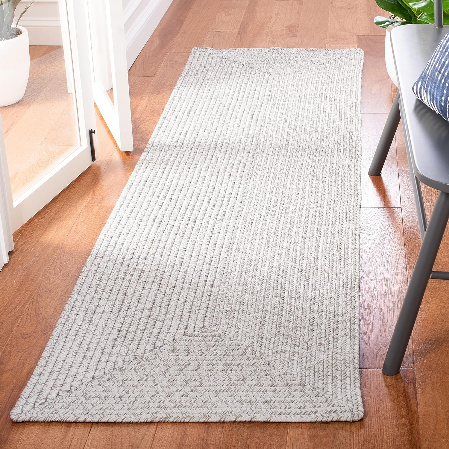 image:imageSAFAVIEH Washable Rug Outdoor Braided Collection 5 x 8 Oval Green Handmade amp Reversible NonShedding amp Easy to Clean Ideal for Patio Backyard Mudroom BRD315ASilverGrey