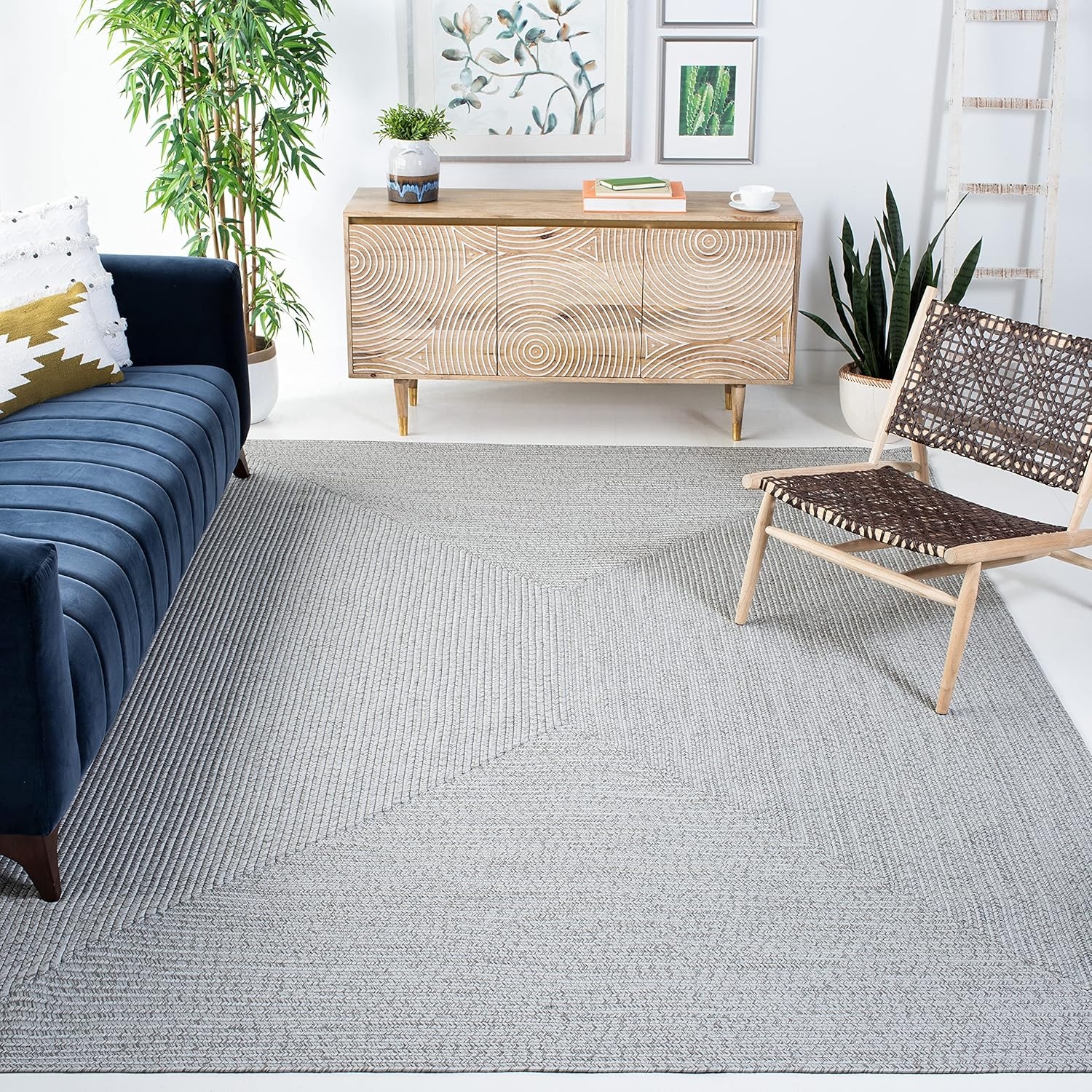 image:imageSAFAVIEH Washable Rug Outdoor Braided Collection 5 x 8 Oval Green Handmade amp Reversible NonShedding amp Easy to Clean Ideal for Patio Backyard Mudroom BRD315ASilverGrey