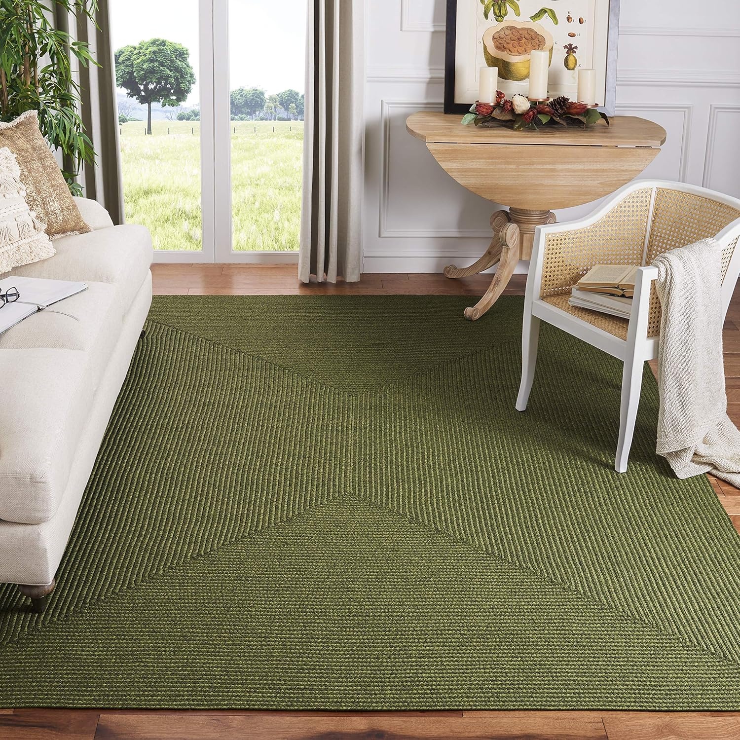 image:imageSAFAVIEH Washable Rug Outdoor Braided Collection 5 x 8 Oval Green Handmade amp Reversible NonShedding amp Easy to Clean Ideal for Patio Backyard Mudroom BRD315AGreen