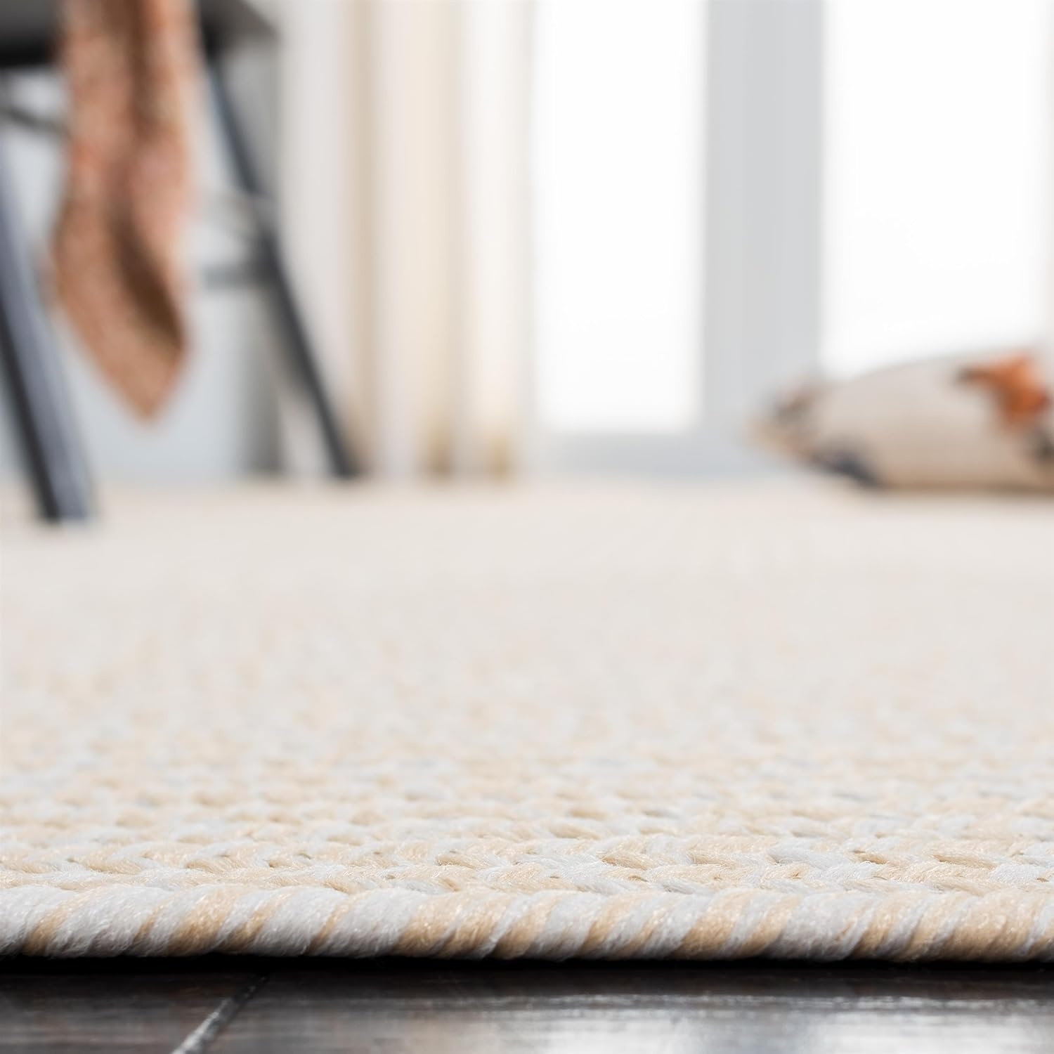 image:imageSAFAVIEH Washable Rug Outdoor Braided Collection 5 x 8 Oval Green Handmade amp Reversible NonShedding amp Easy to Clean Ideal for Patio Backyard Mudroom BRD315AIvoryBeige