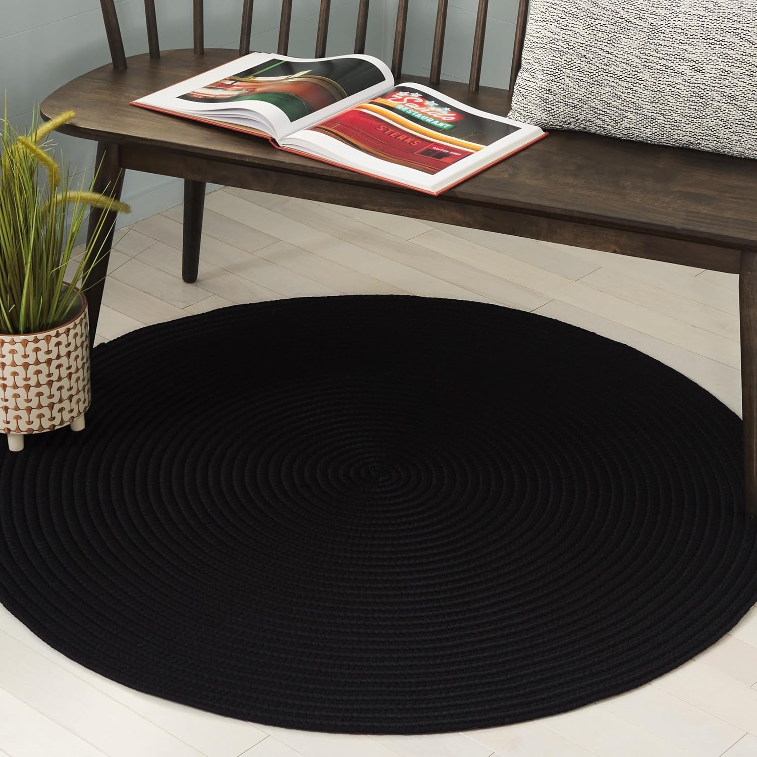 image:imageSAFAVIEH Washable Rug Outdoor Braided Collection 5 x 8 Oval Green Handmade amp Reversible NonShedding amp Easy to Clean Ideal for Patio Backyard Mudroom BRD315ABlack